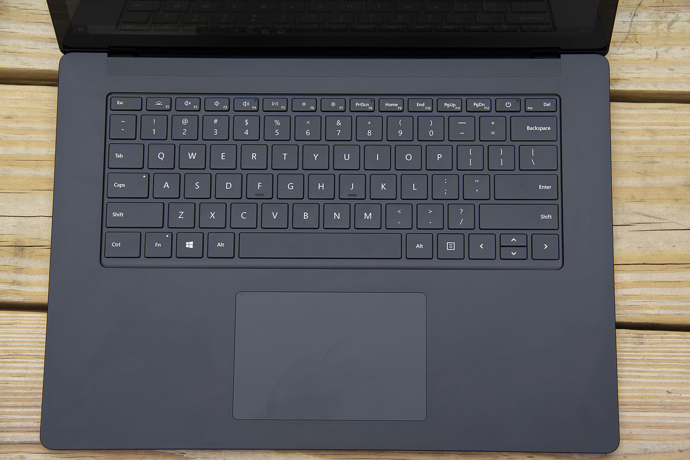 The Surface Laptop 4 15-inch keyboard from above.