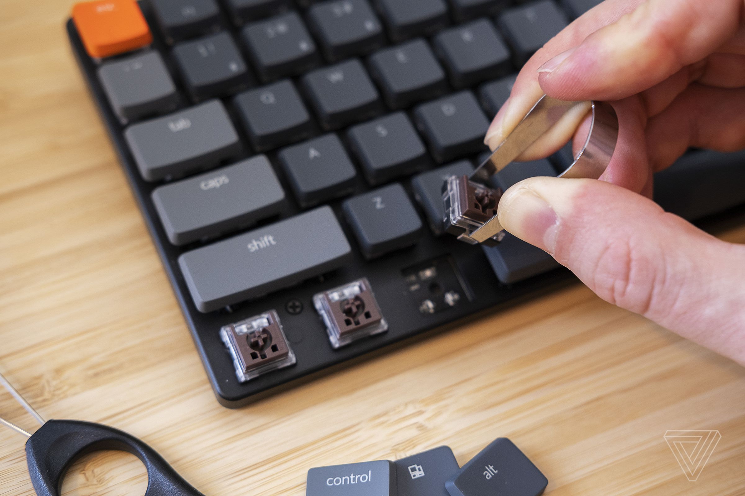 Swapping the keyboard’s switches is relatively simple.