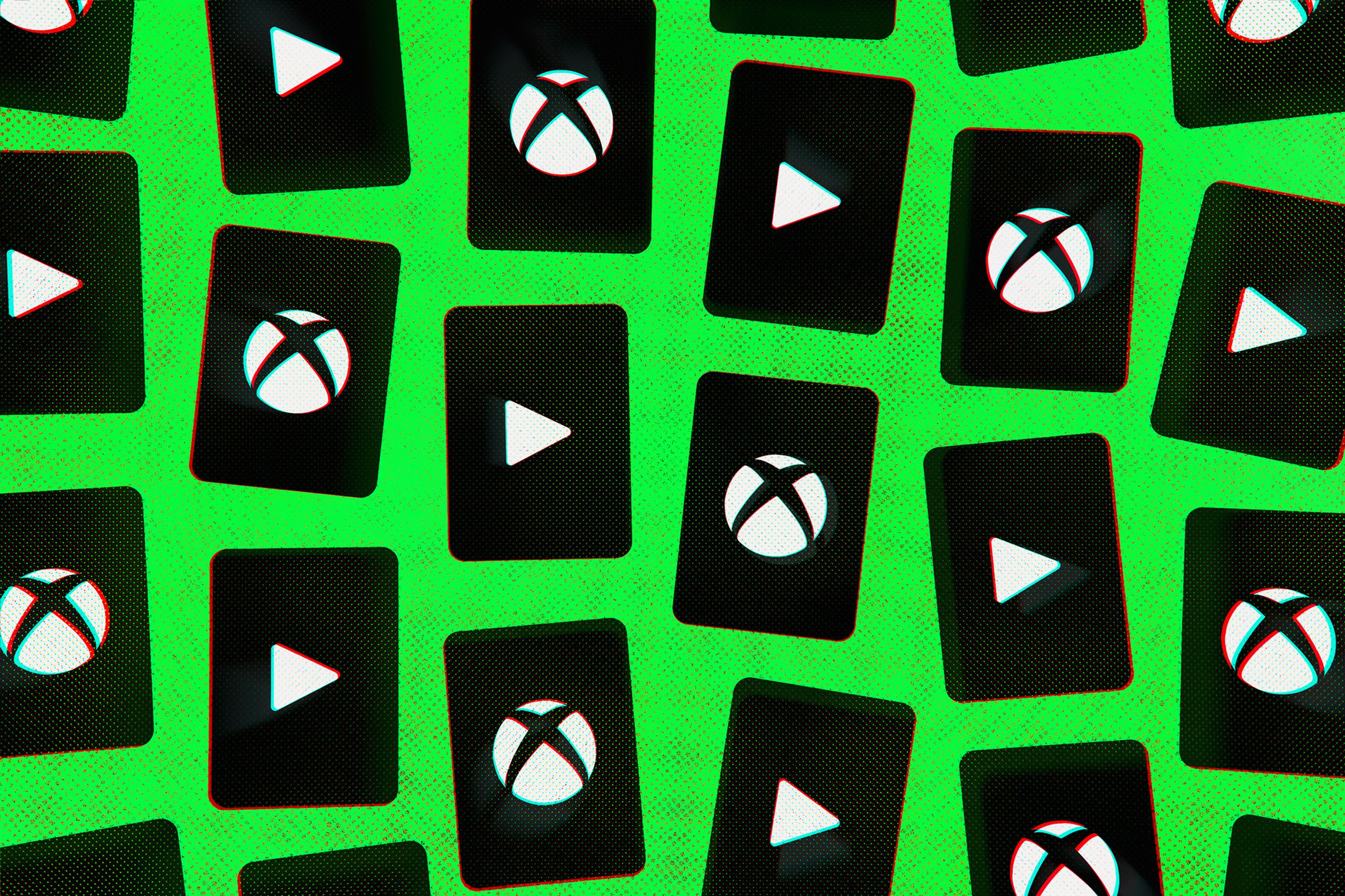 Illustration of Xbox logos on phones and tablets