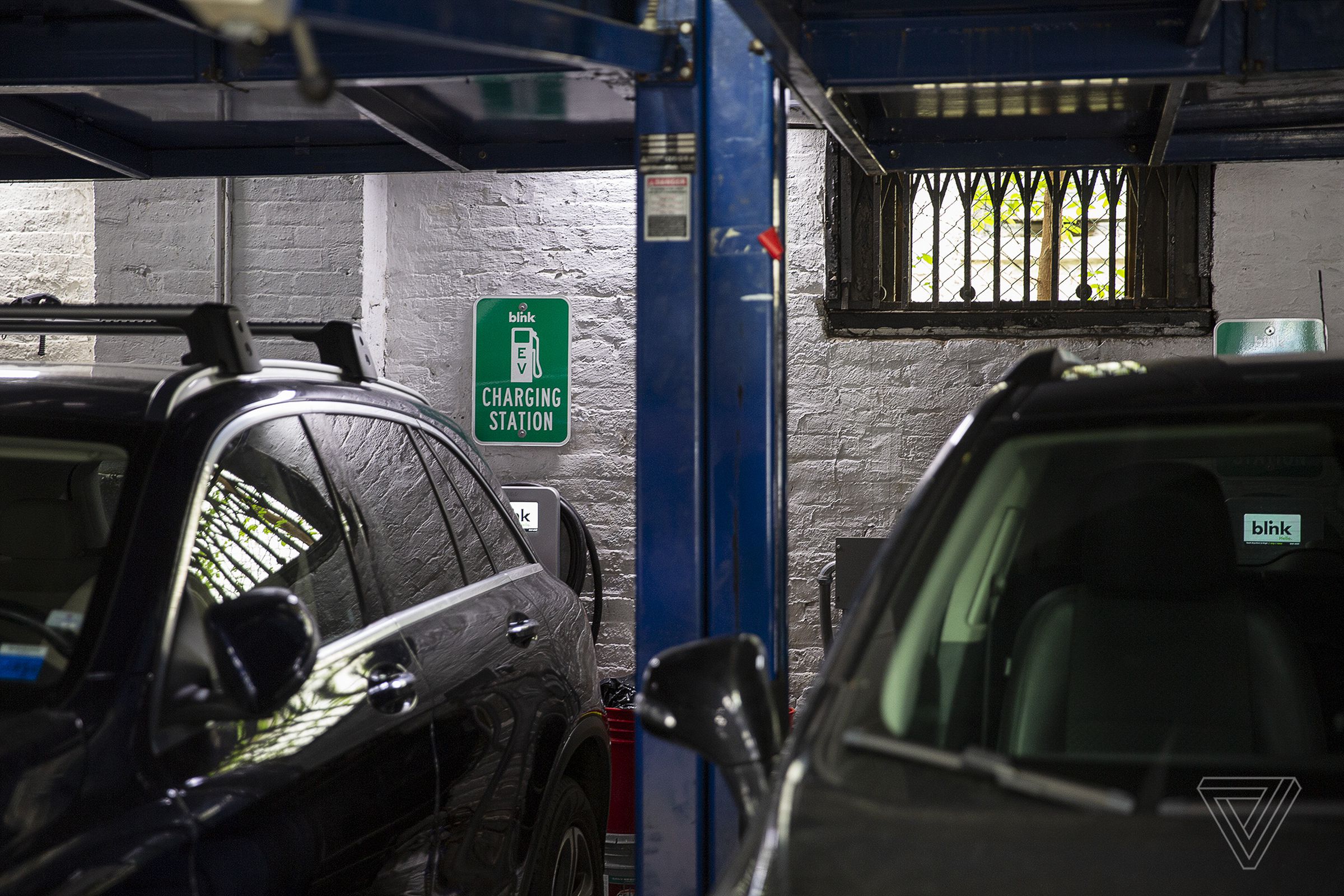 EV chargers in a garage in New York City