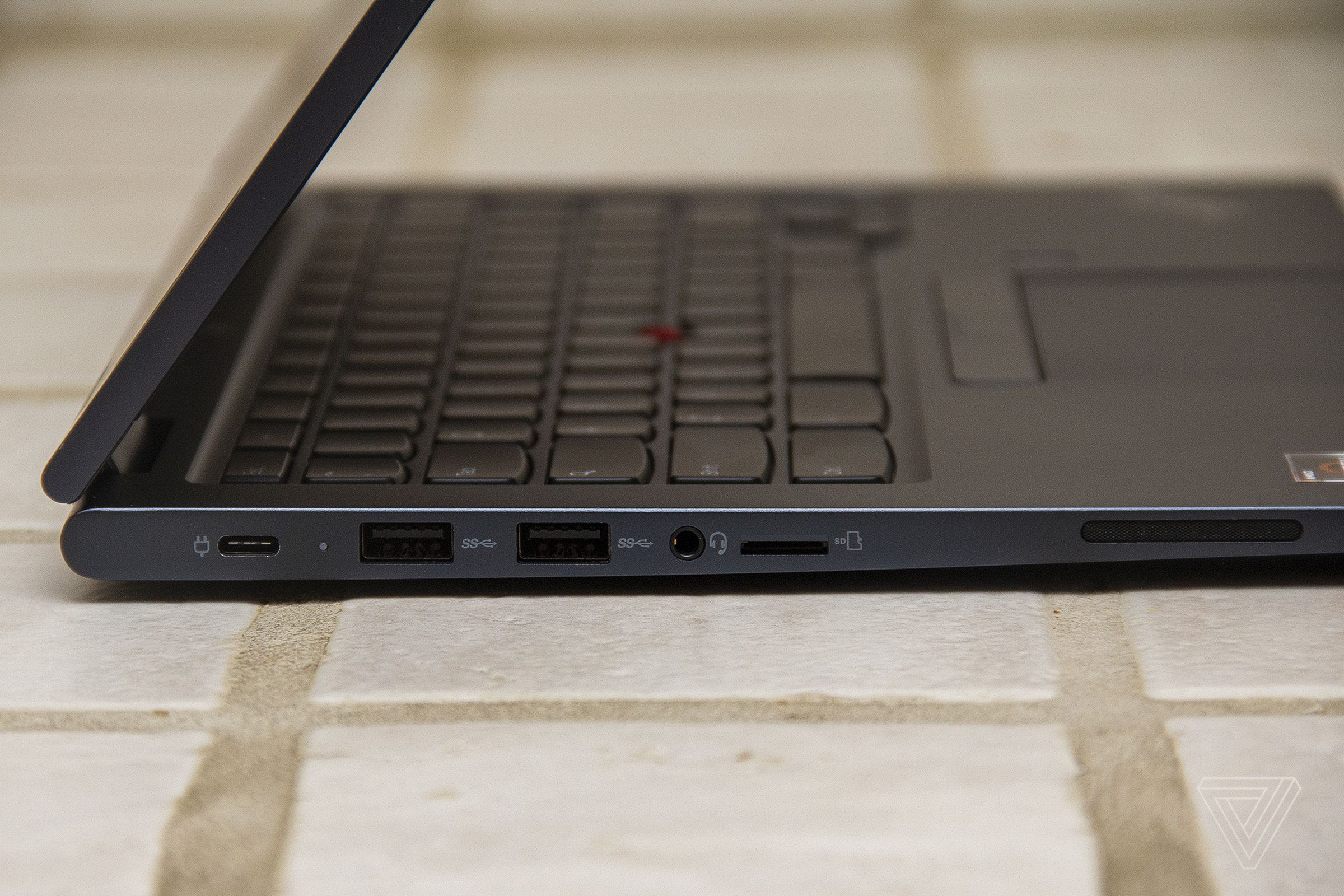 The left side of the Lenovo ThinkPad C13 Yoga Chromebook. 