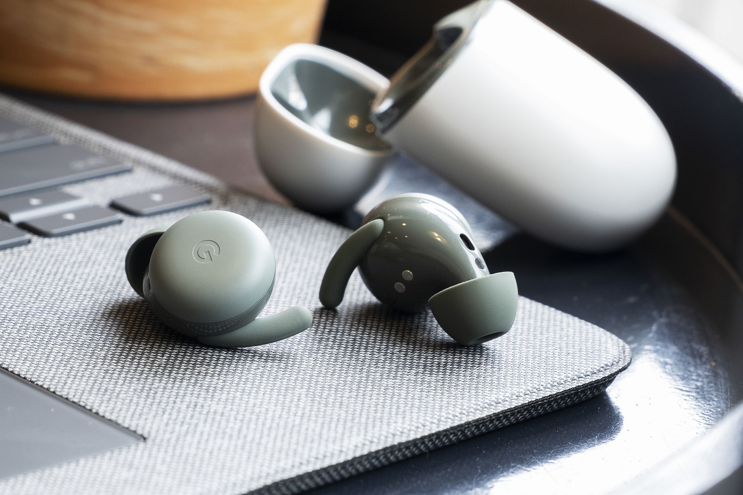 Google’s Pixel Buds A still earn the rank of the most olive earbuds around.