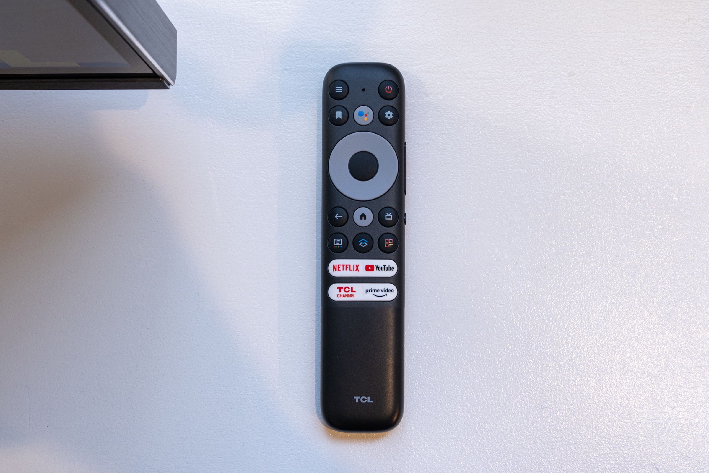 The remote for the TCL Google TVs is quite different from the Roku remote.