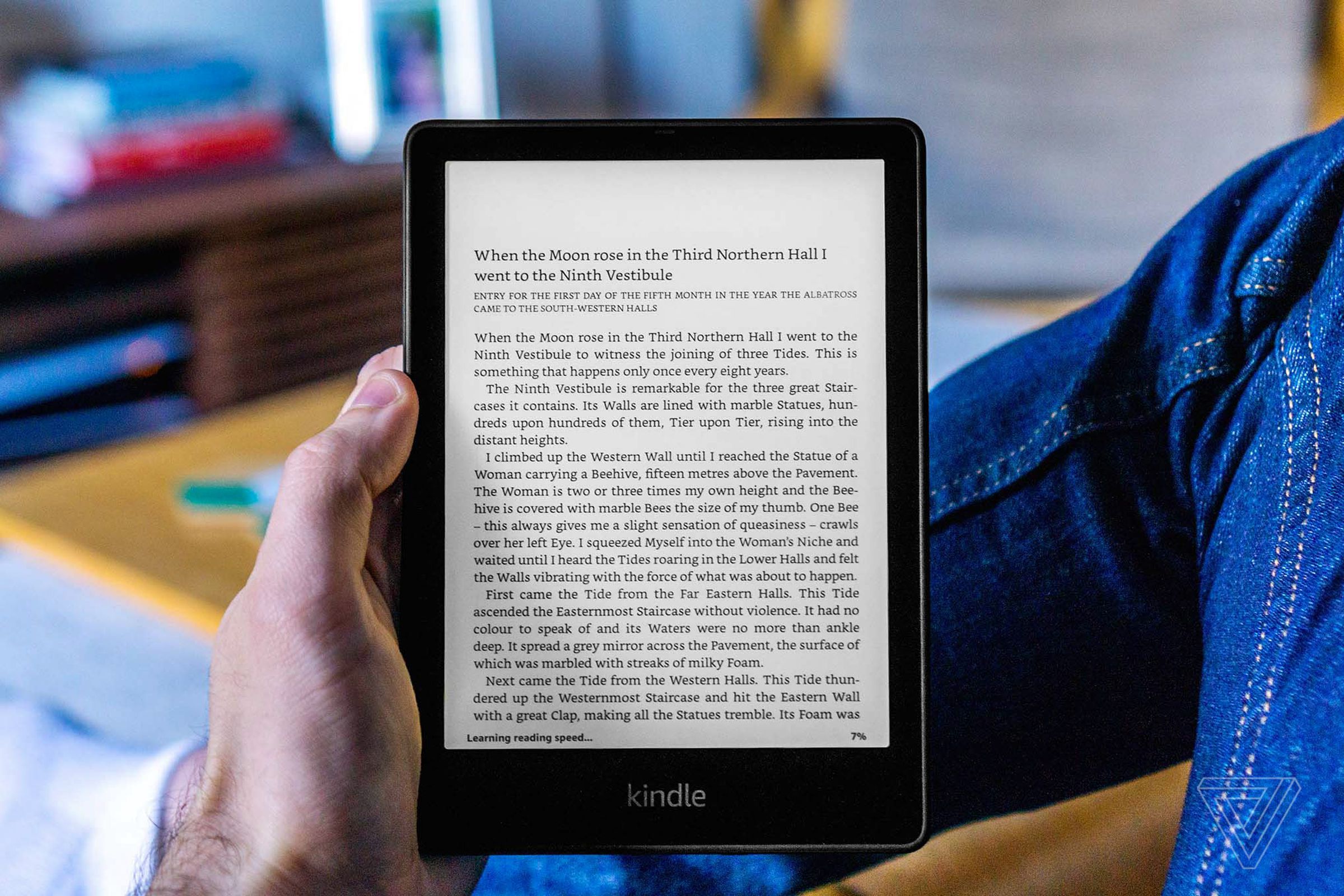 The newest Kindle Paperwhite features a slightly larger backlit screen.