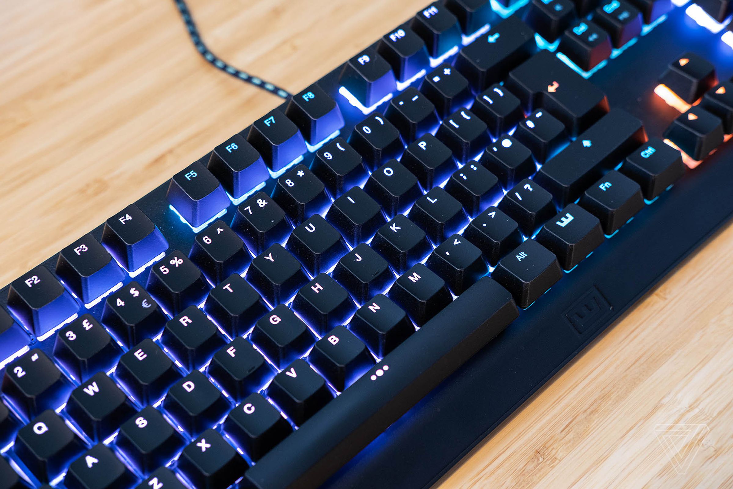 The per-key RGB backlighting in action.