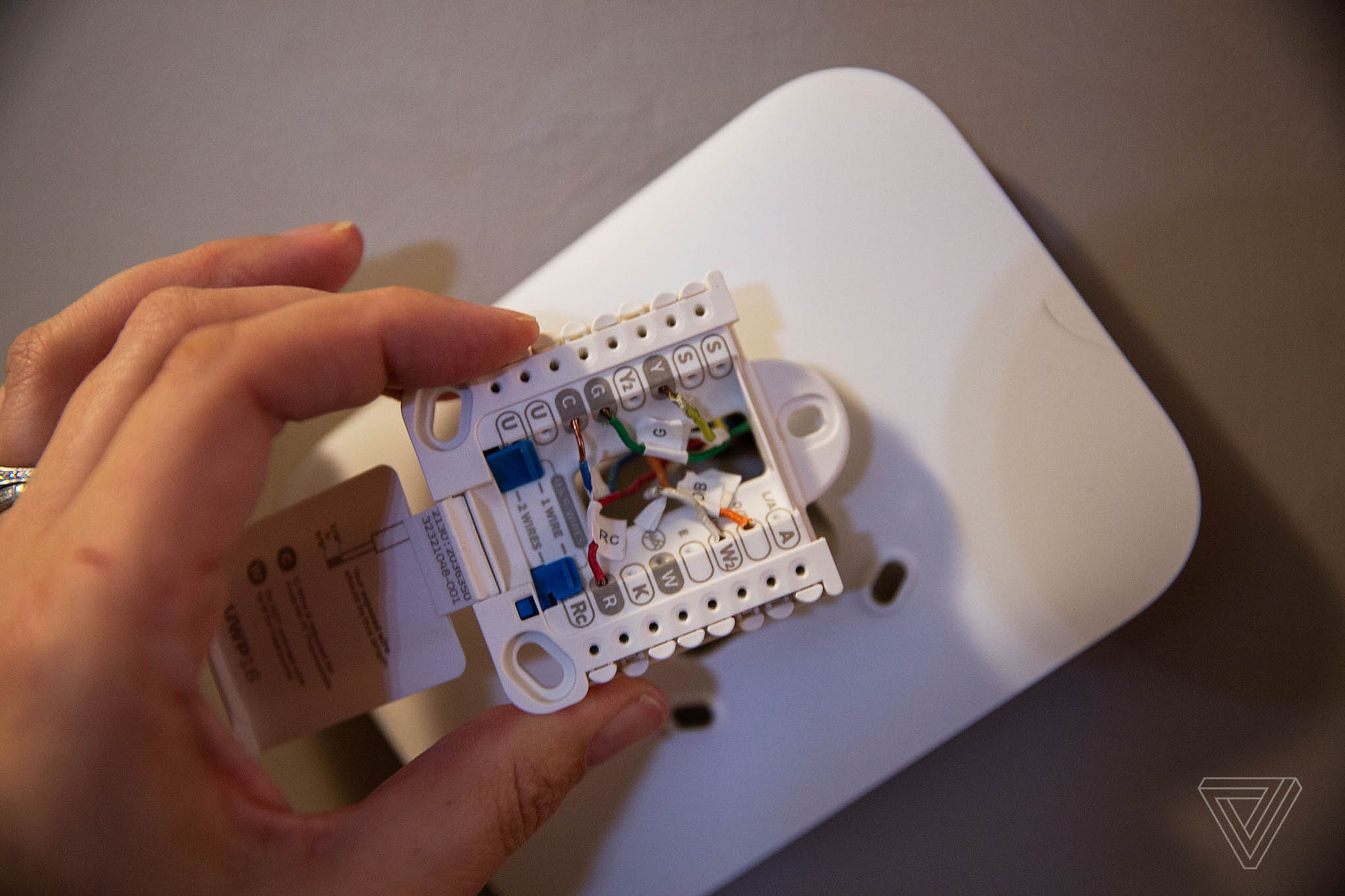 Physical installation of the Smart Thermostat is identical to that of Honeywell Home’s T9 or T5 and requires shutting off the power and wiring the base.