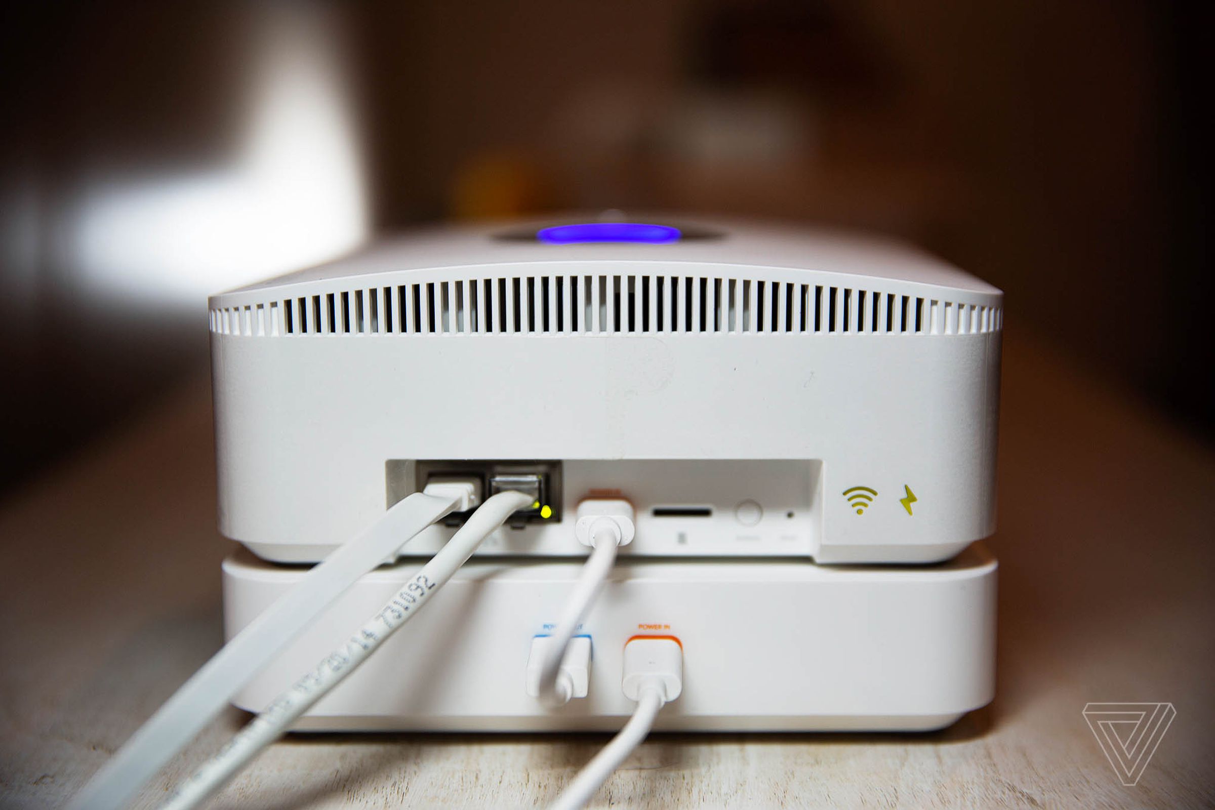 The Ring Alarm Pro has two ethernet ports, a MicroSD card slot, and a USB type-C connector for power. To connect it to a Power Pack you use a color-coded USB Type-C cable. You need to charge the Power Pack with the base station’s cable first, as it doesn’t have its own power supply.