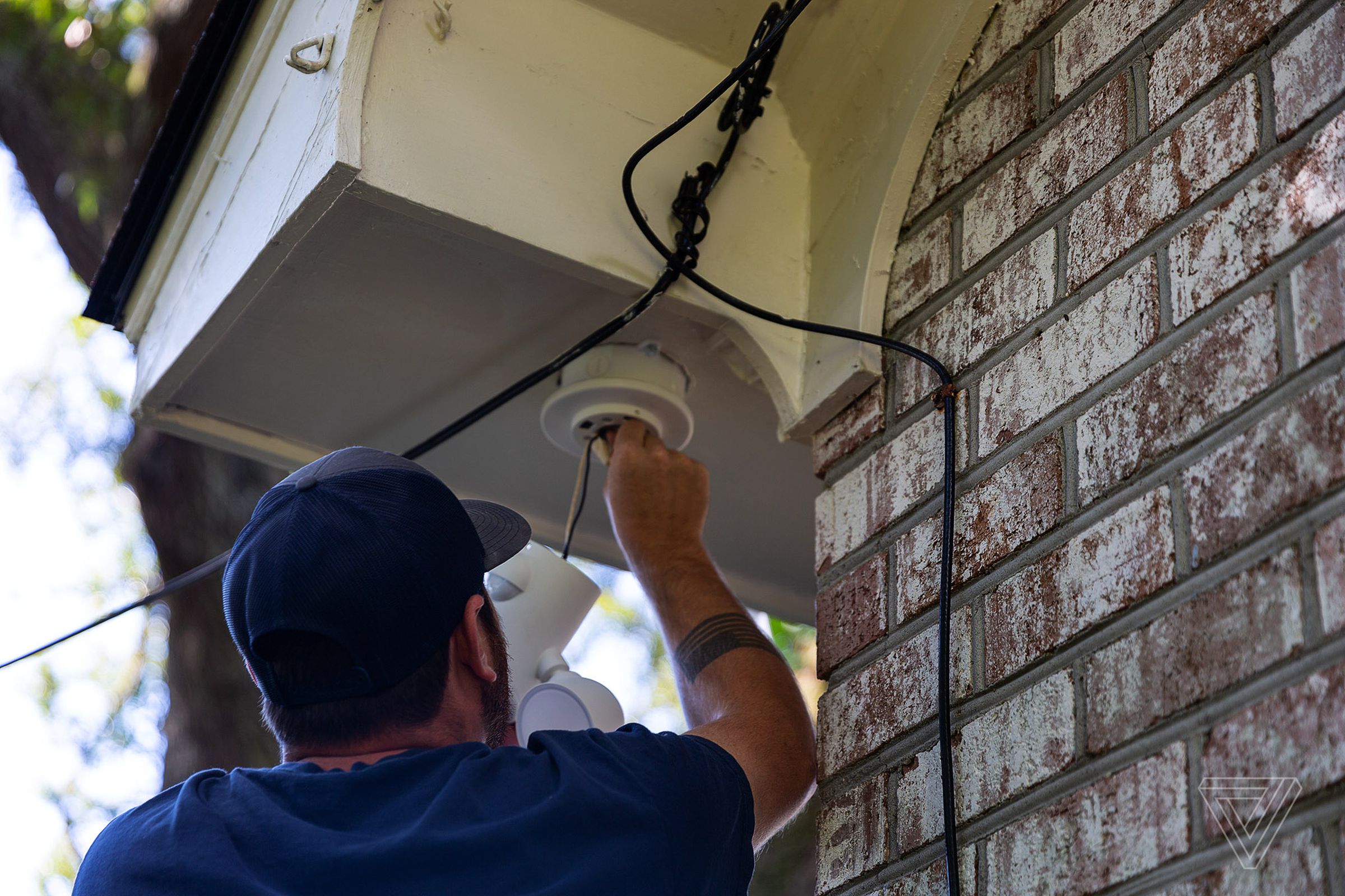 Installing a floodlight camera involves wiring and a ladder. While it can be a DIY project, it’s likely best suited to a licensed electrician.