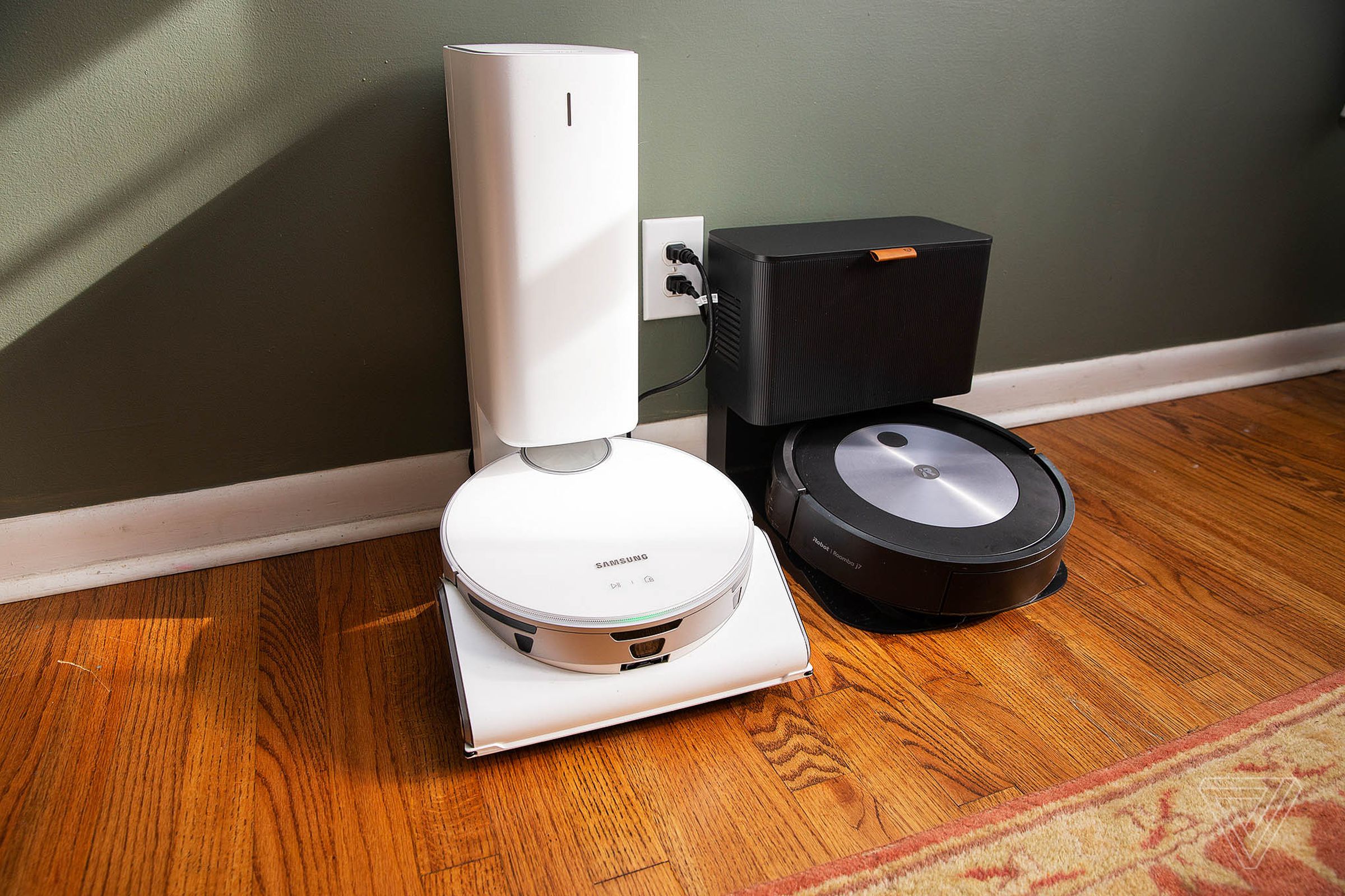 The Roomba j7 Plus and Samsung JetBot AI Plus both come with charging docks that can auto-empty the robot’s dustbin. These can hold two to three months of debris before being replaced, depending on use. 