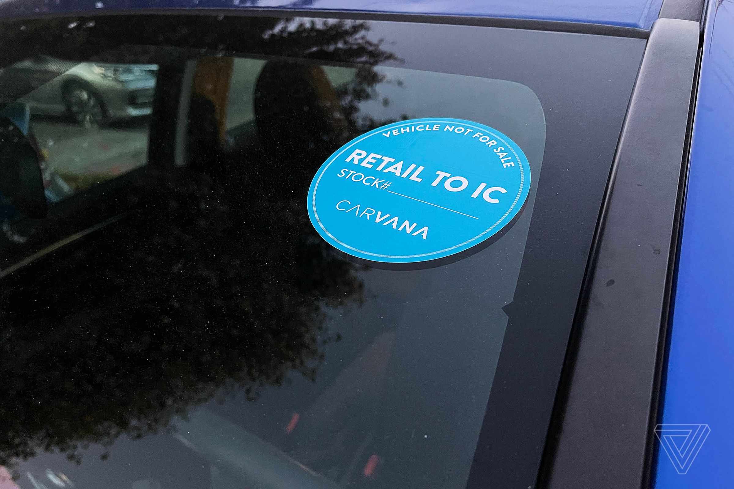 The Carvana sticker reads RETAIL TO IC and VEHICLE NOT FOR SALE