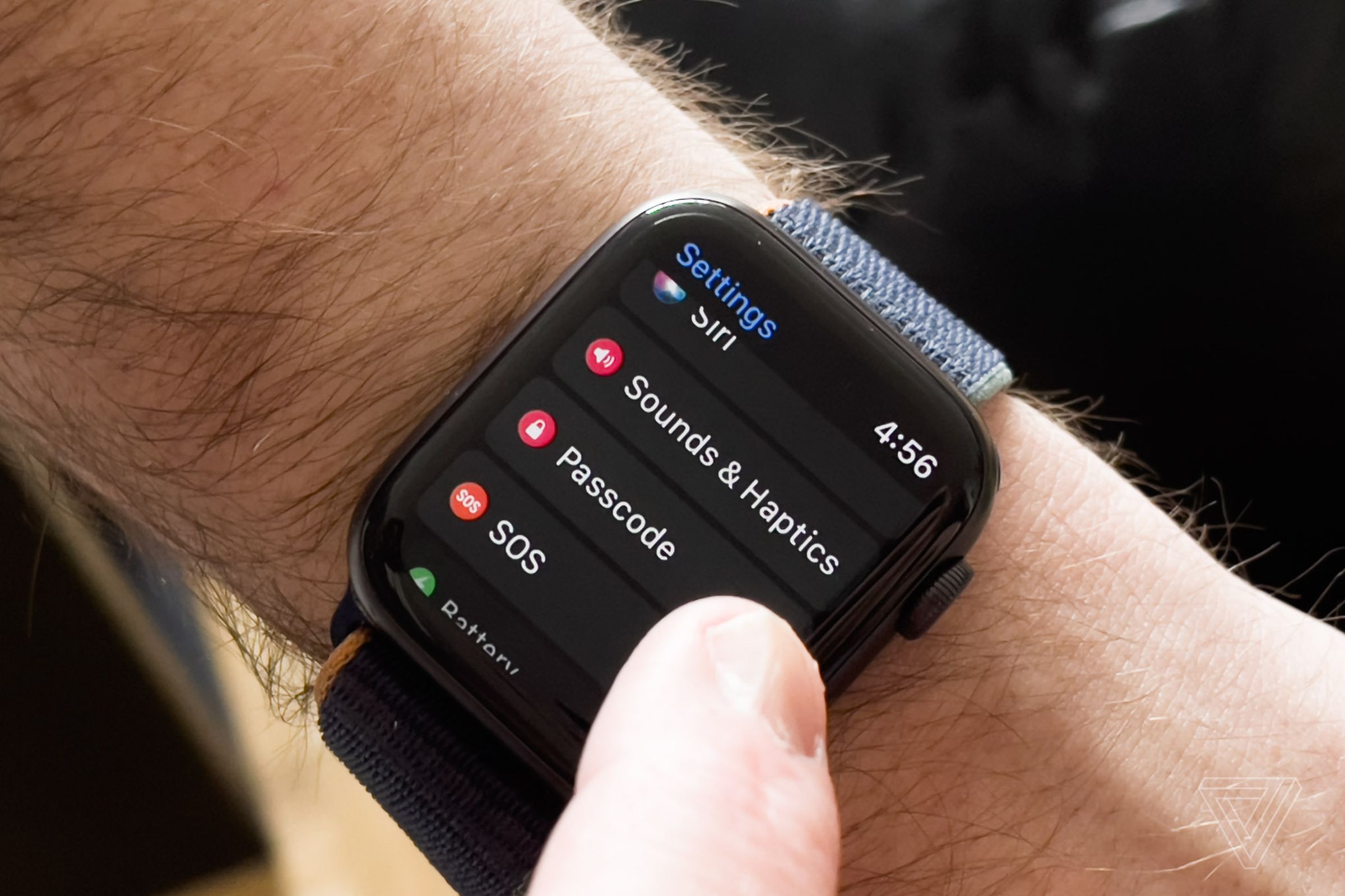 The passcode menu displayed on an Apple Watch Series 6