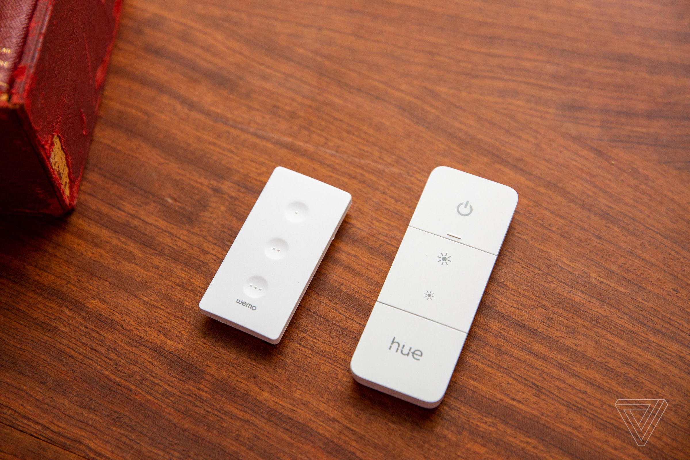 The Wemo Stage and the Hue Dimmer Switch, which can also act as a scene controller for HomeKit but with fewer button press options.