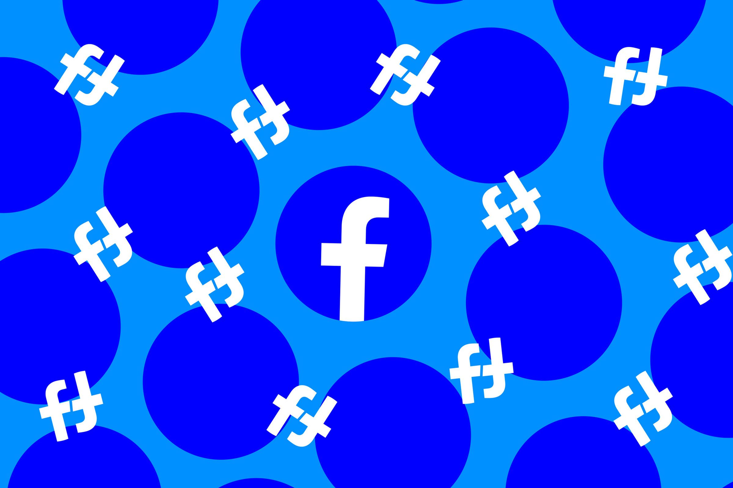 The Facebook logo on a blue background.
