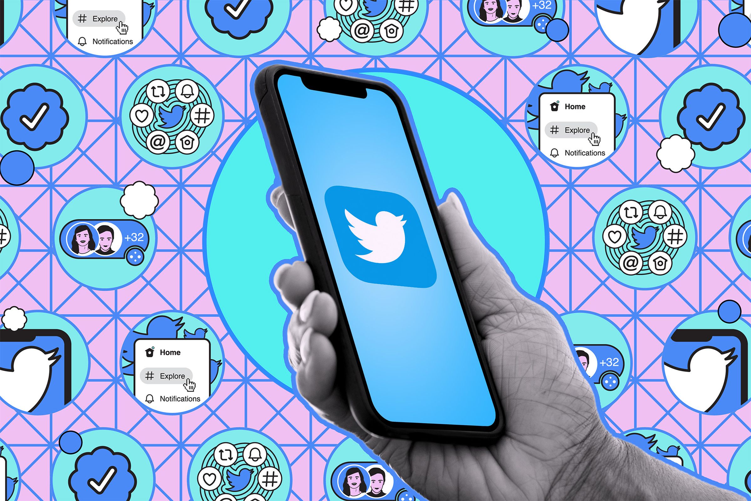 An image showing someone holding a phone with the Twitter logo on it