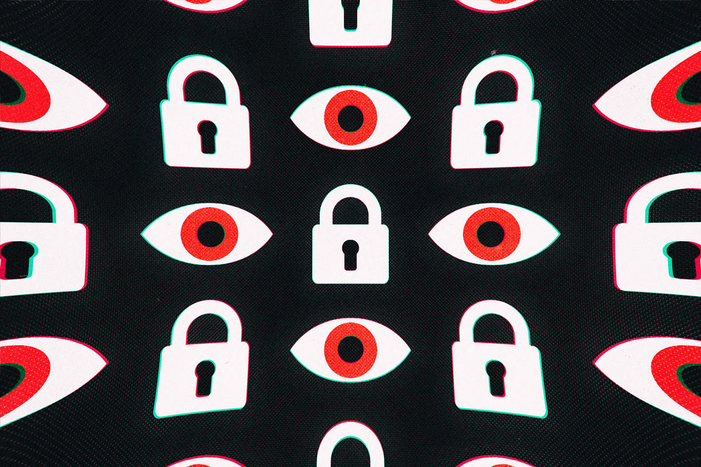 An illustration featuring eyes and locks