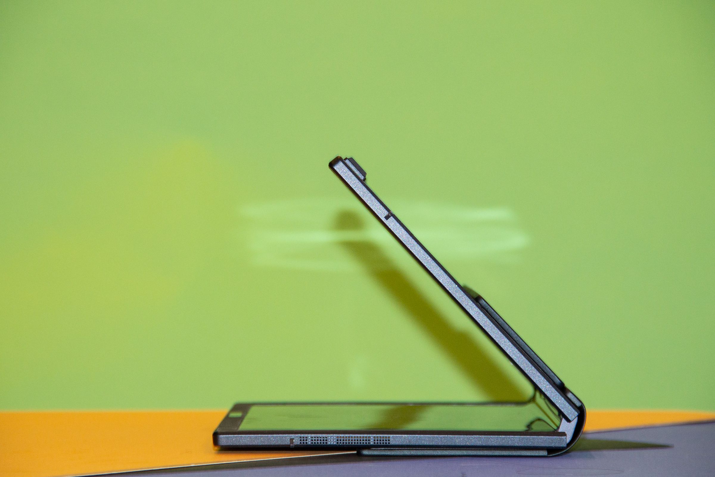 The Asus Zenbook 17 Fold OLED seen from the left side.