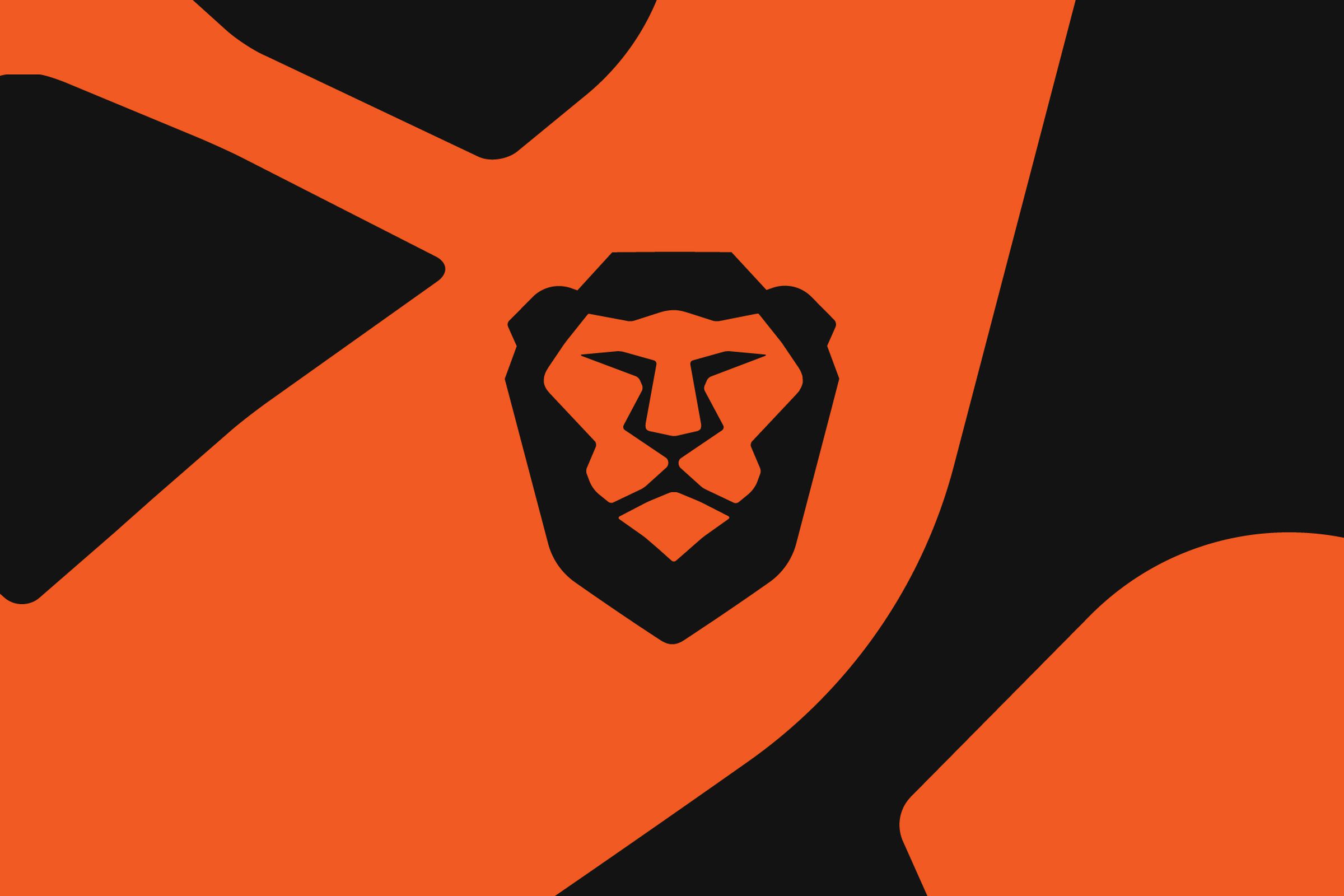 The Brave logo on an orange and black backdrop.