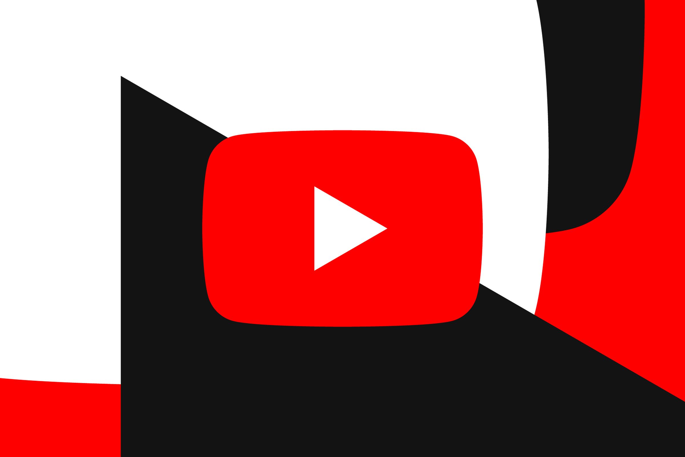 YouTube’s logo with geometric design in the background