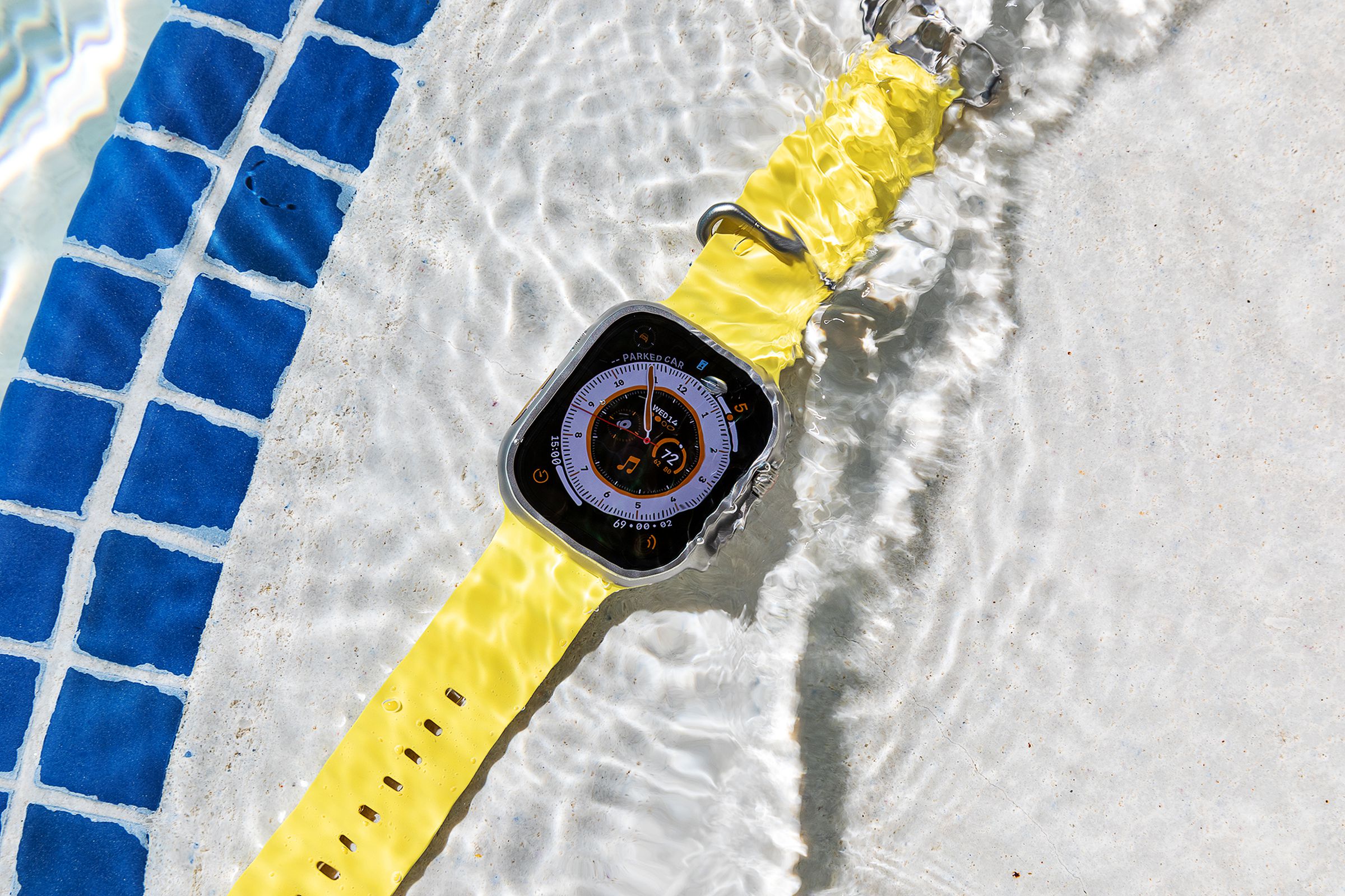 Apple Watch Ultra underwater in a pool