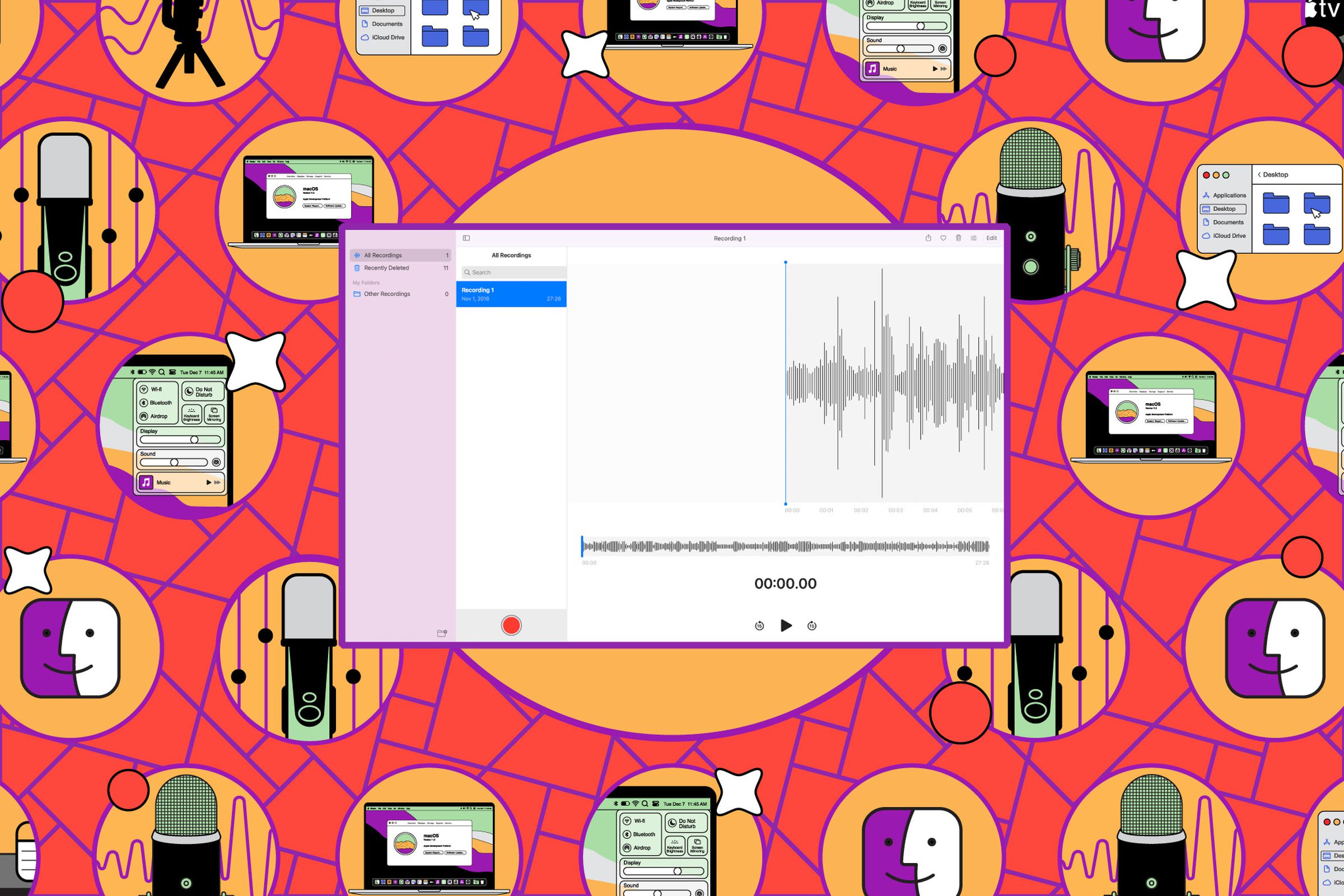 Audio software against illustrative background