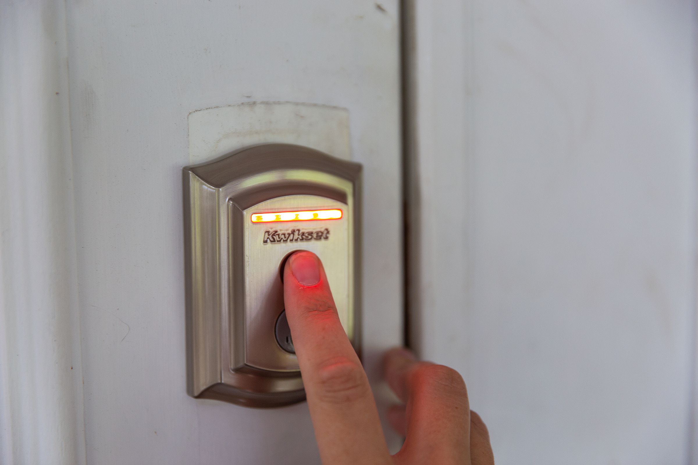 The Kwikset Halo Touch is a keyed lock with a fingerprint reader built in.