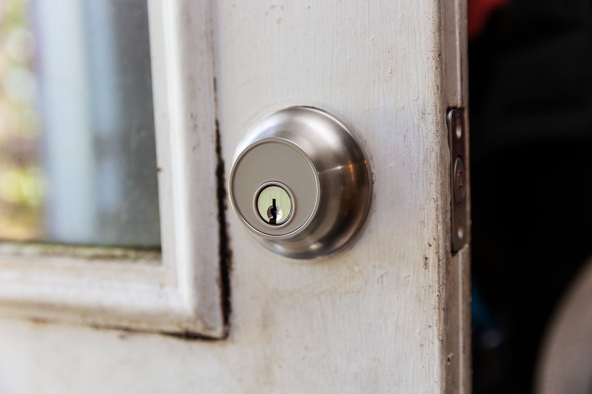 A keyed door lock