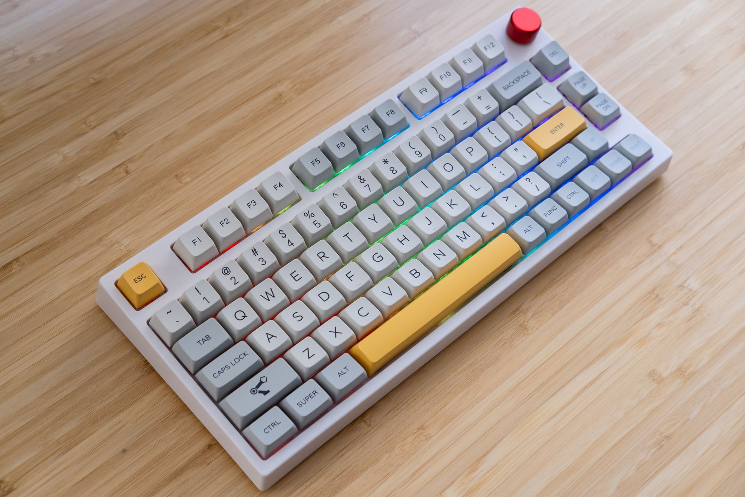 Epomaker TH80 keyboard on a desk.