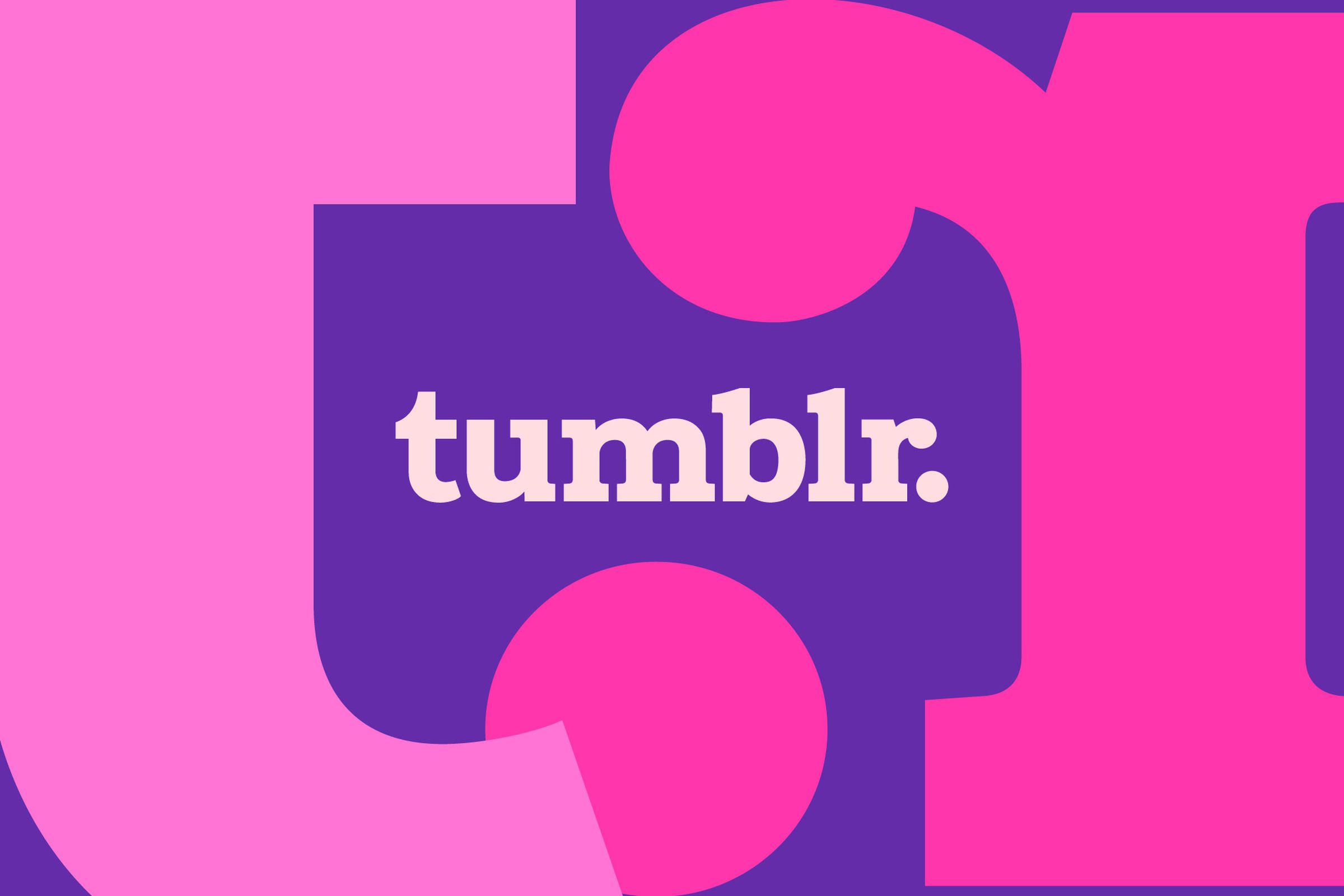 The Tumblr logo on a pink and purple background