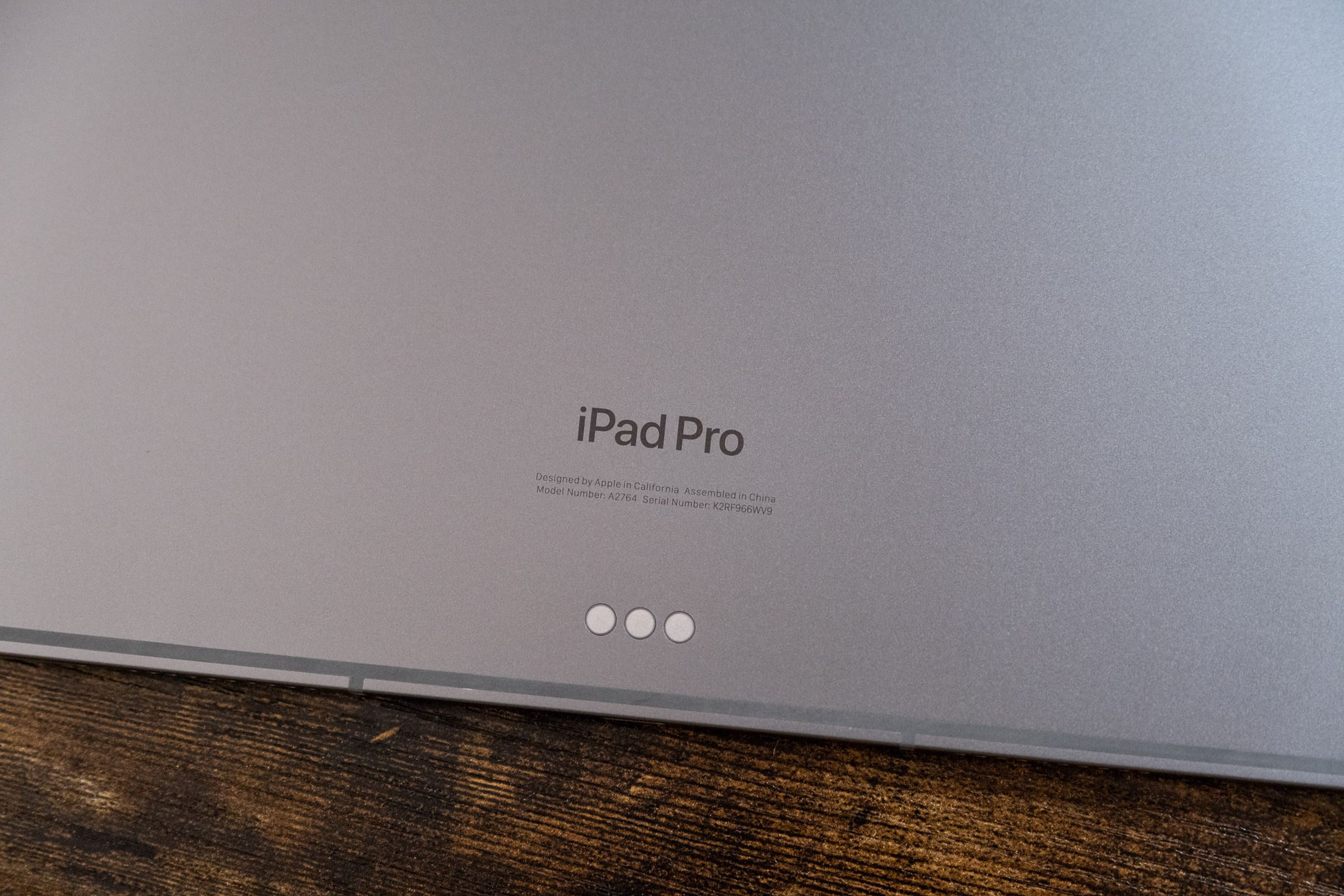 A close up of the back of the 2022 Apple iPad Pro showing the iPad Pro logo.