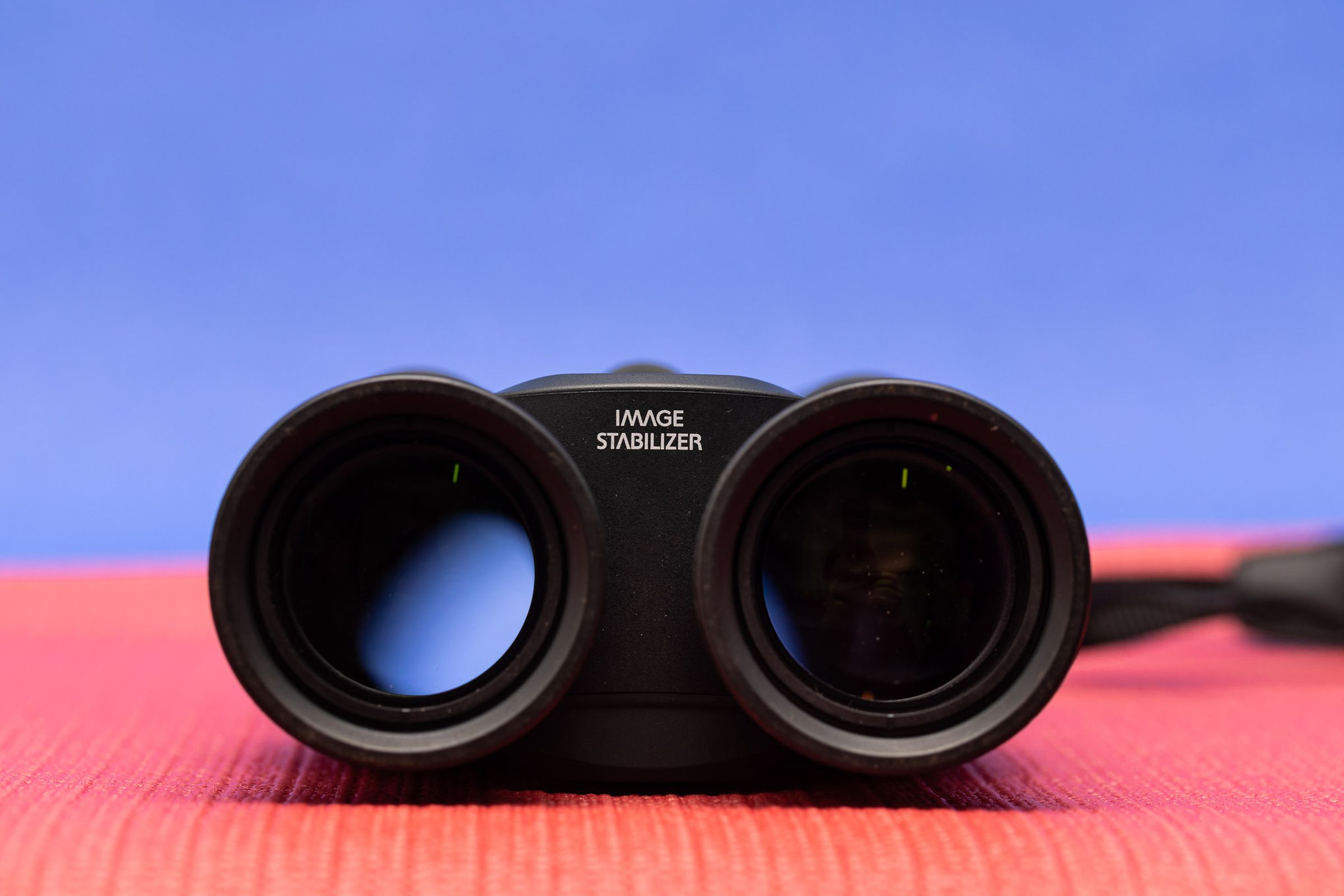binoculars, looking in from the front lenses