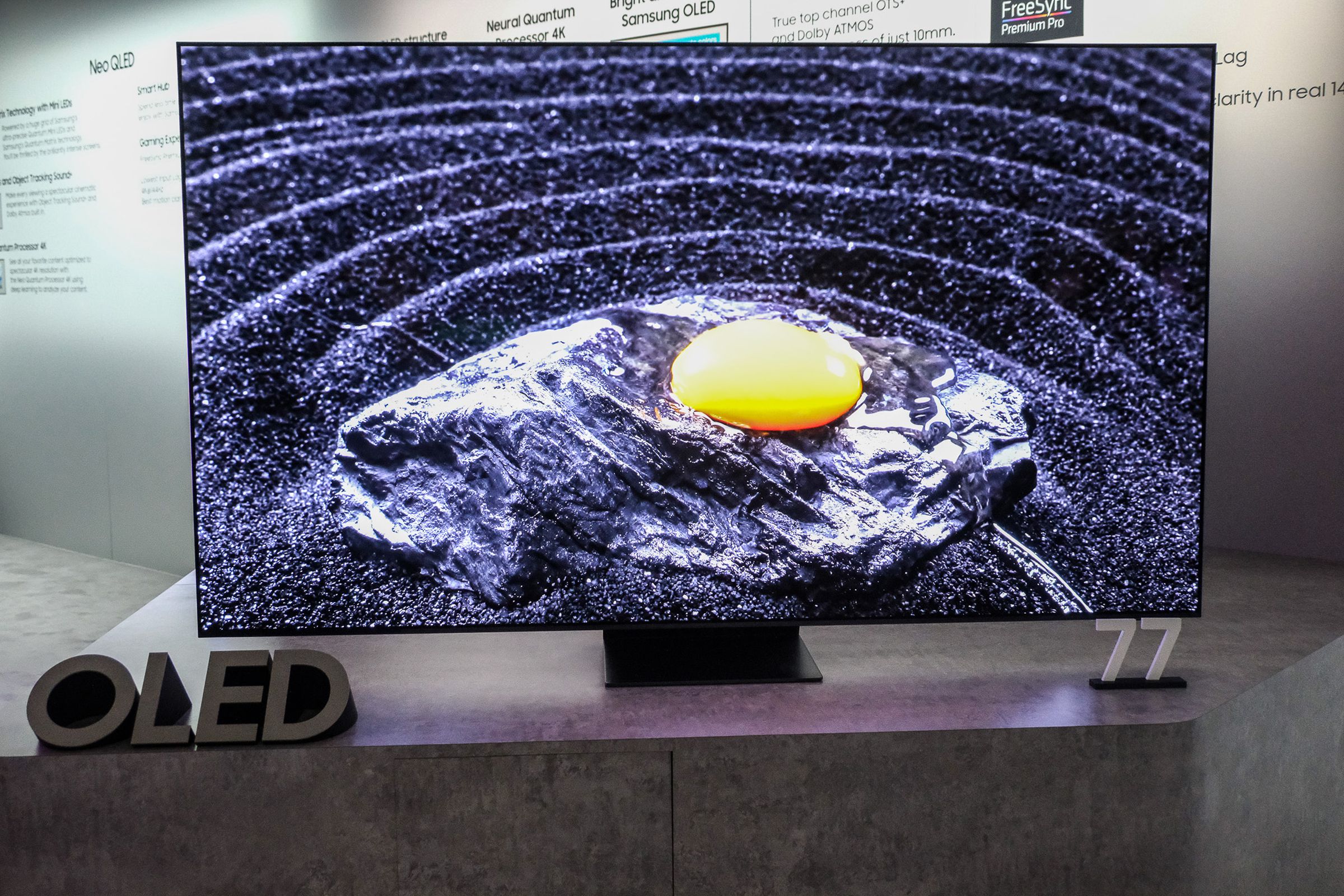 A photo of Samsung’s new 77-inch S95C QD-OLED TV.
