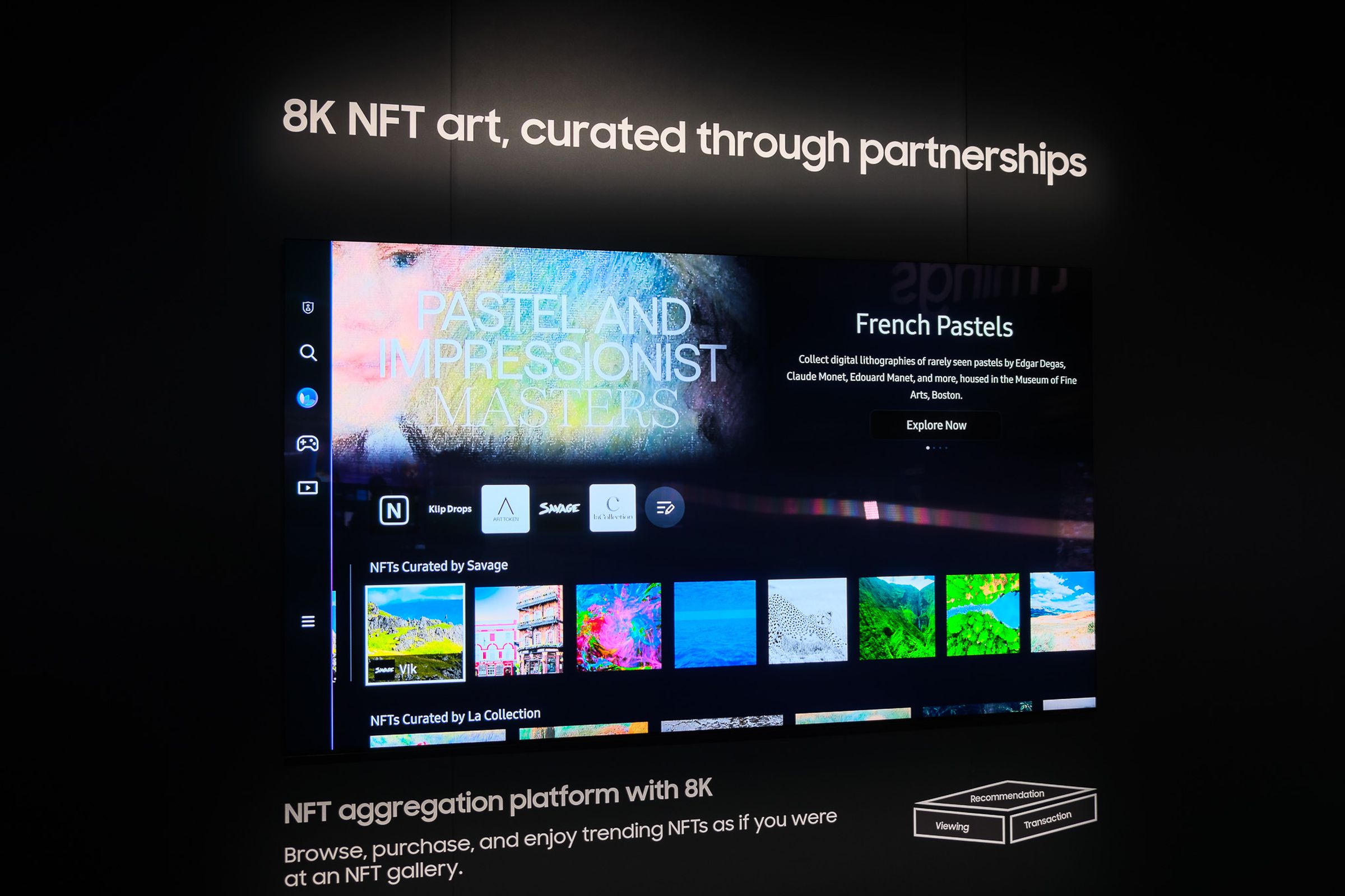 A photo showing 8K NFTs on Samsung’s 2023 TVs.