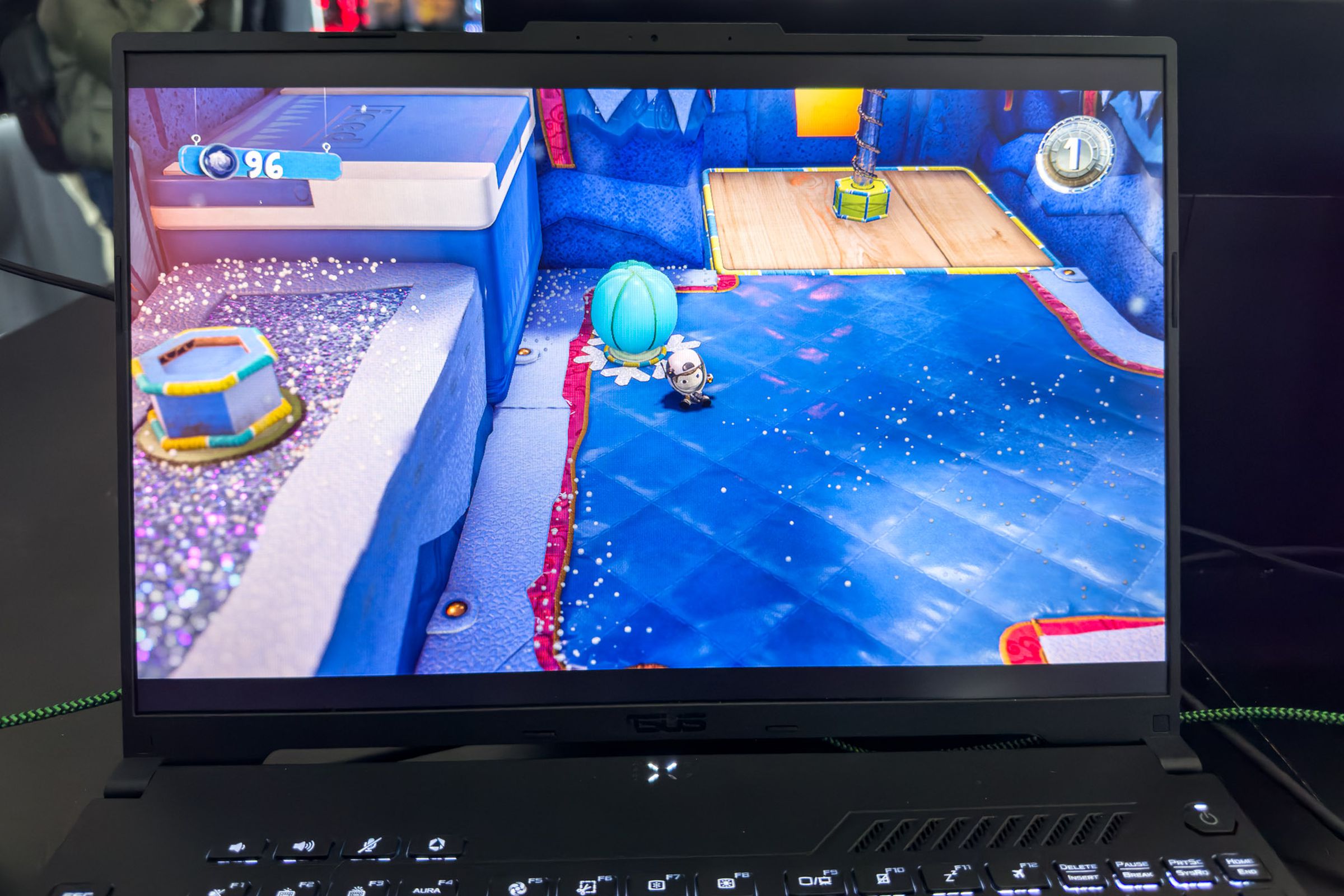 A screenshot of Sack Boy running on the Asus TUF Gaming A16.