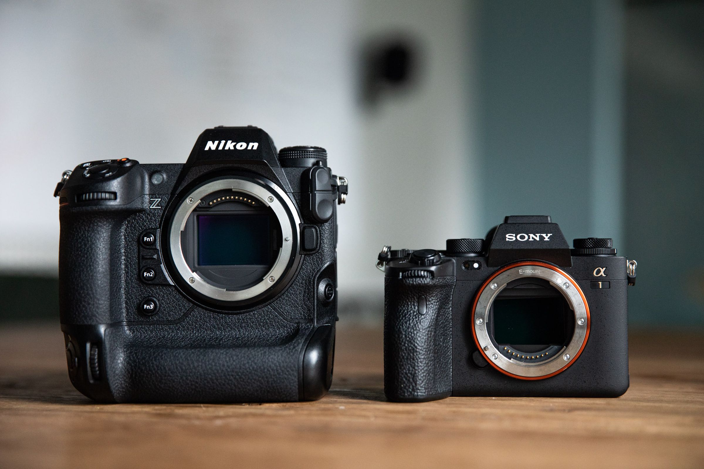 Sony's flagship mirrorless camera, the A1, looks miniature next to the Nikon Z9.