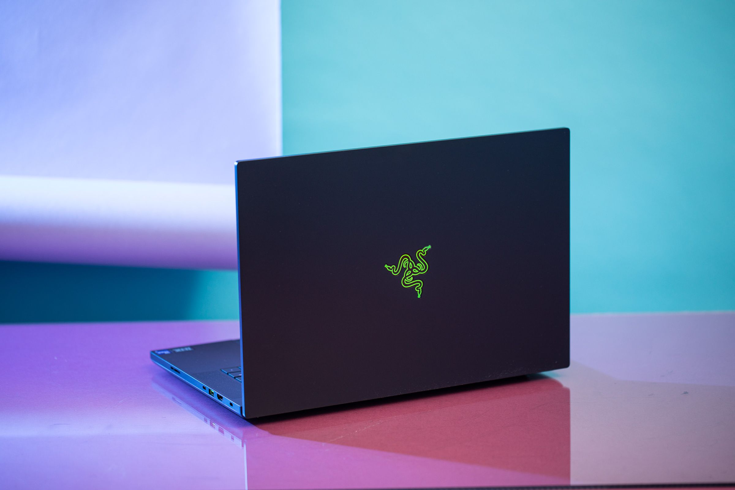 The Razer Blade 16 facing away from the camera.