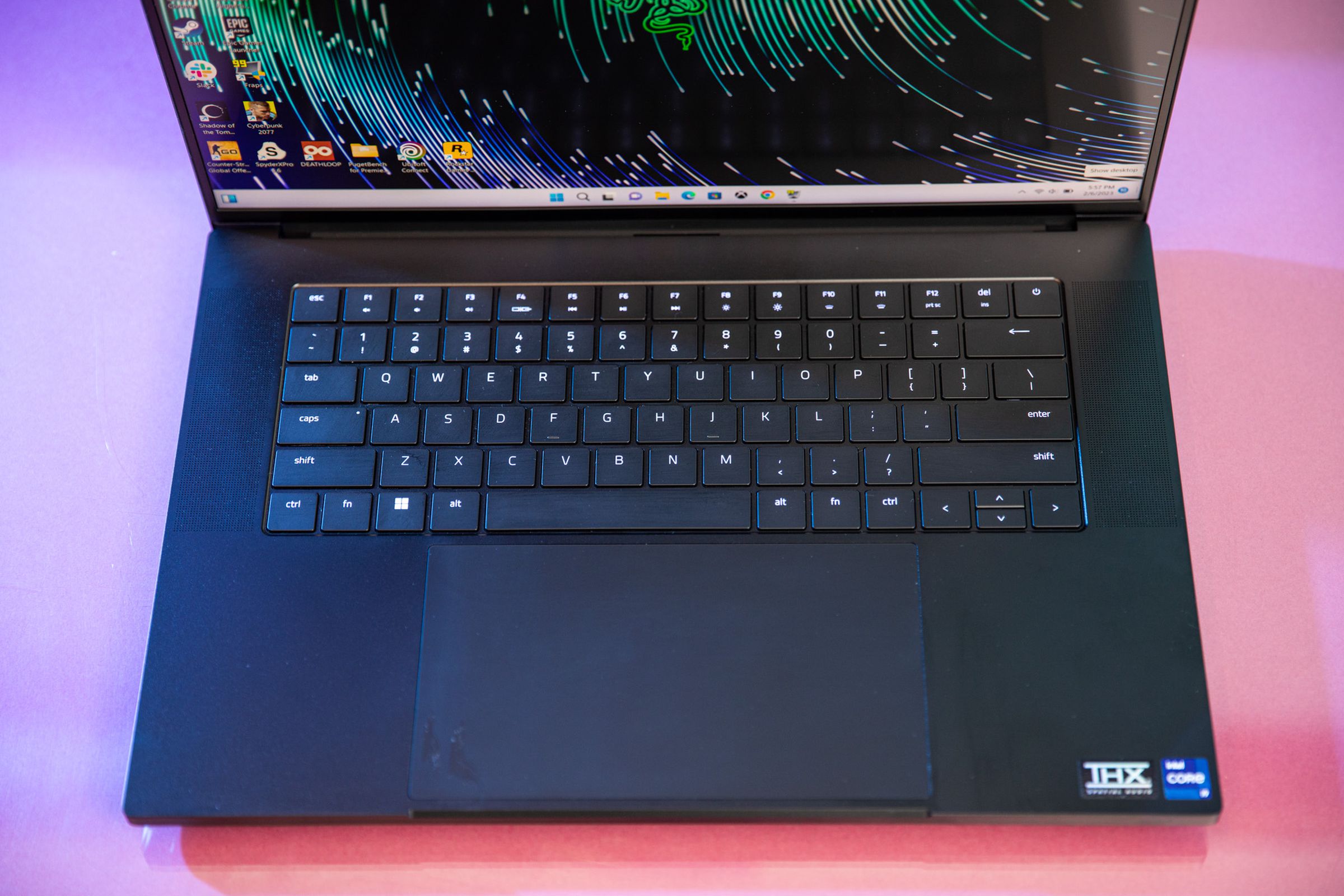 The Razer Blade 16 seen from above.