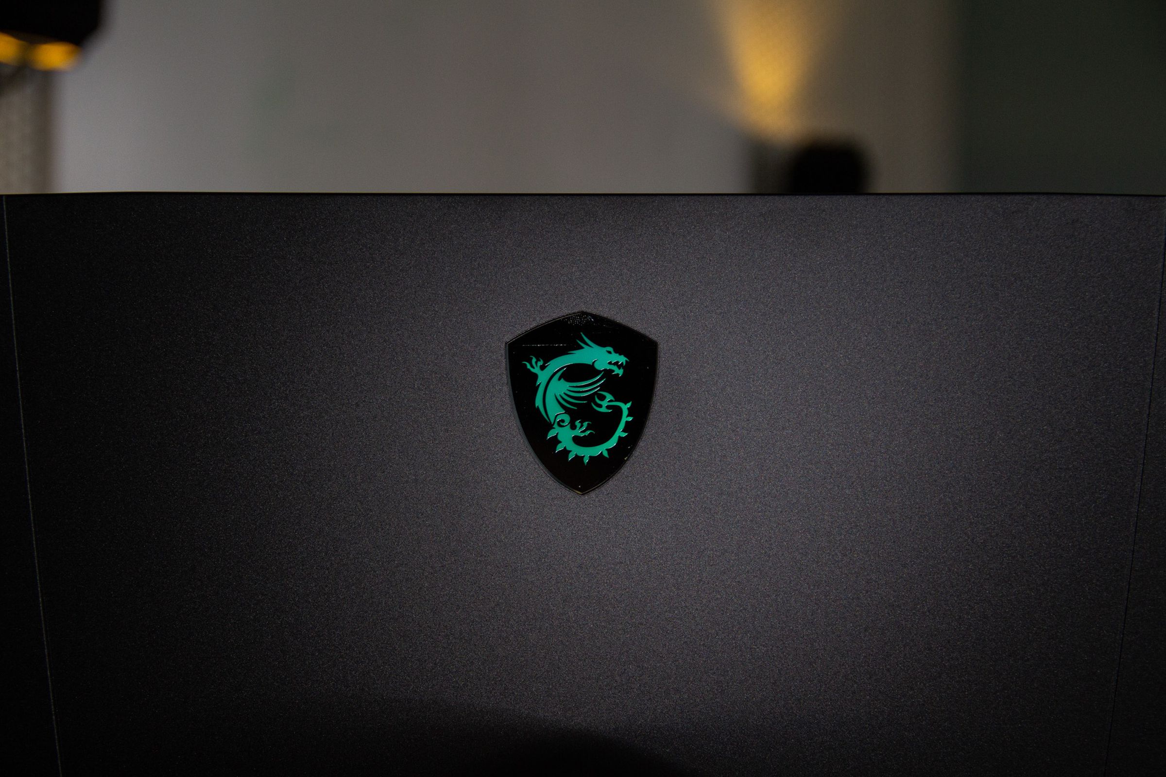 The MSI dragon on the lid of the Titan GT77 HX.