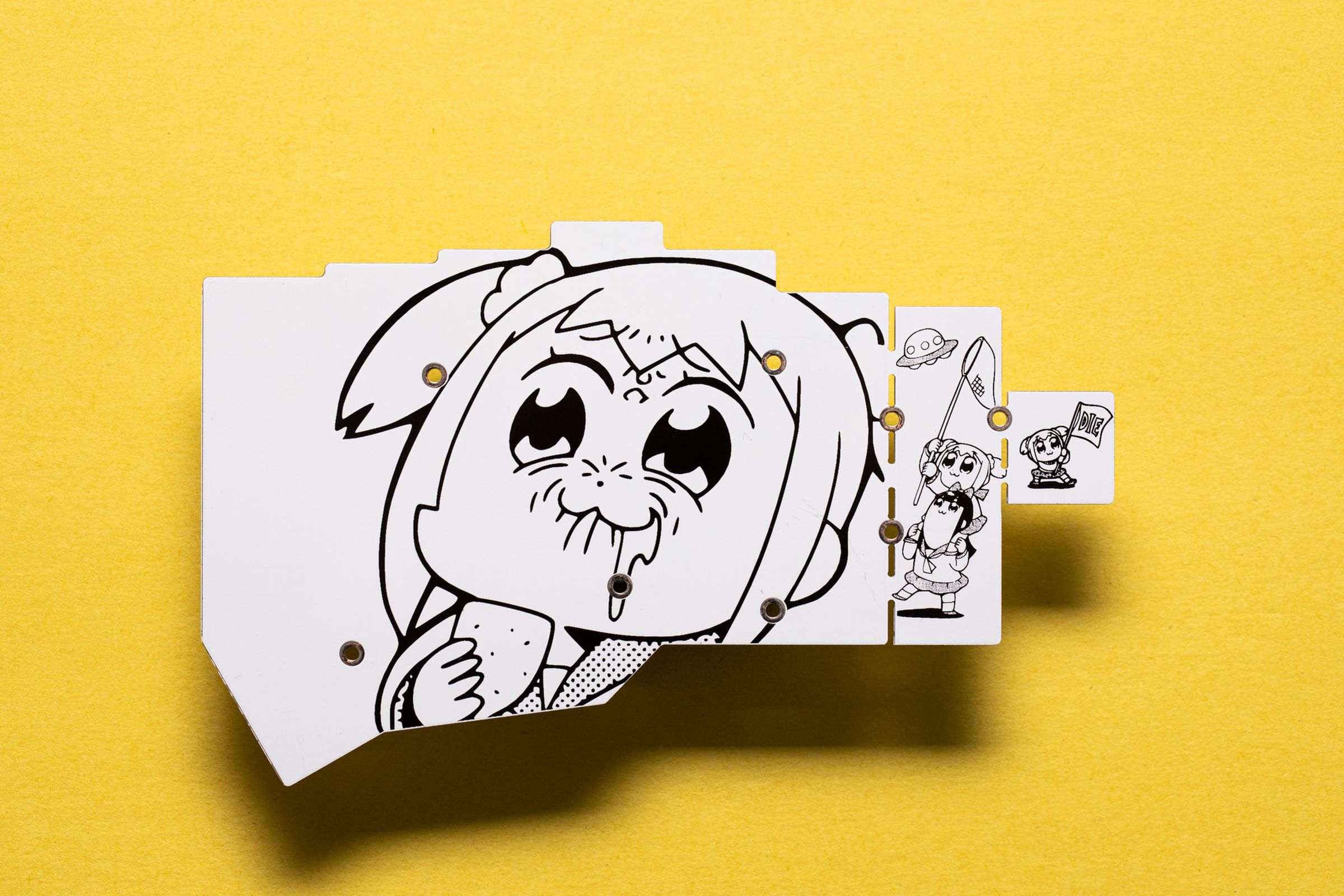 Image of a board that has Popuko from Pop Team Epic on it.
