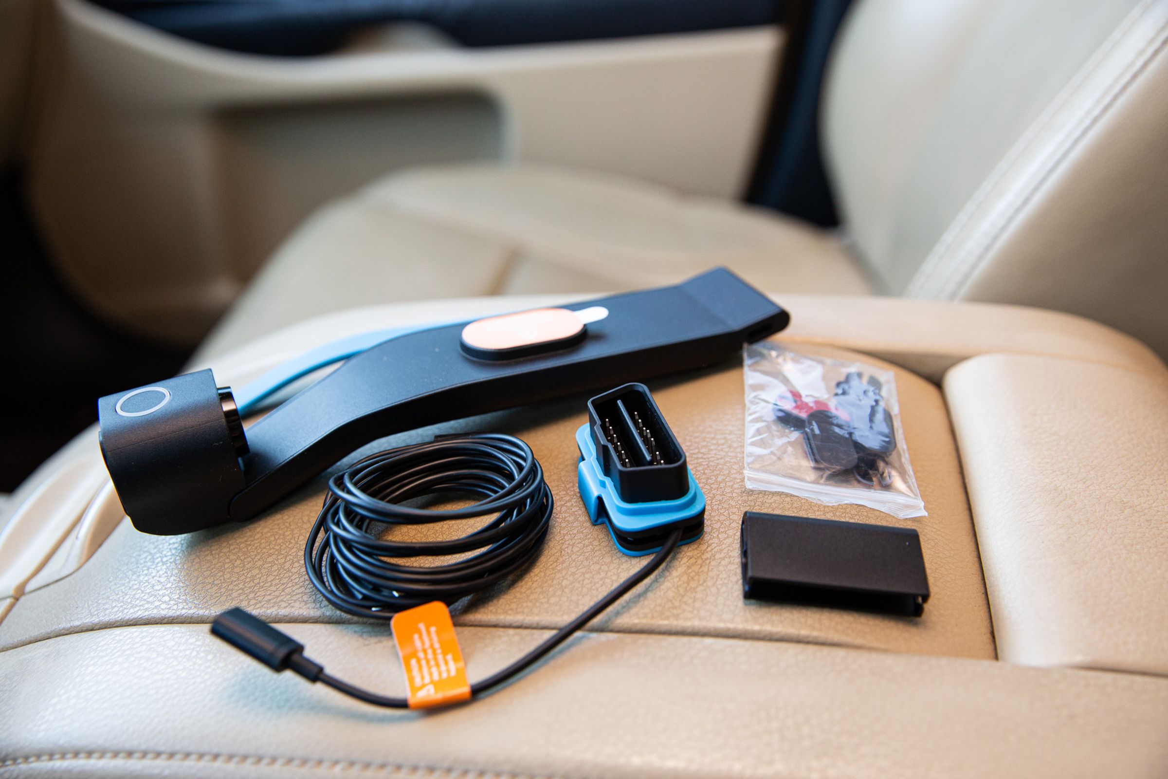 The Car Cam has all the tools you need to install the device, including tape to secure the wiring.