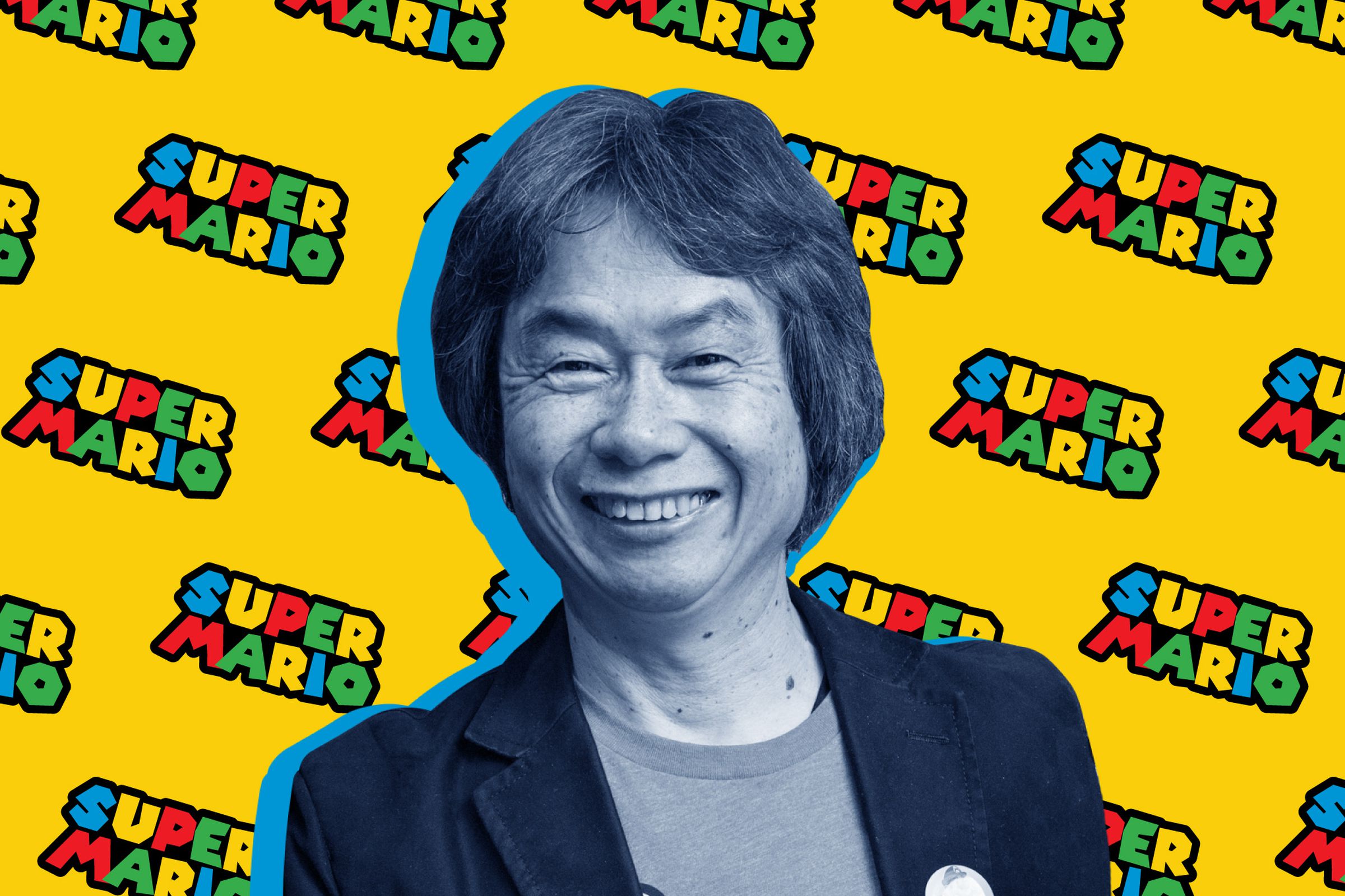 A photo illustration of Shigeru Miyamoto.