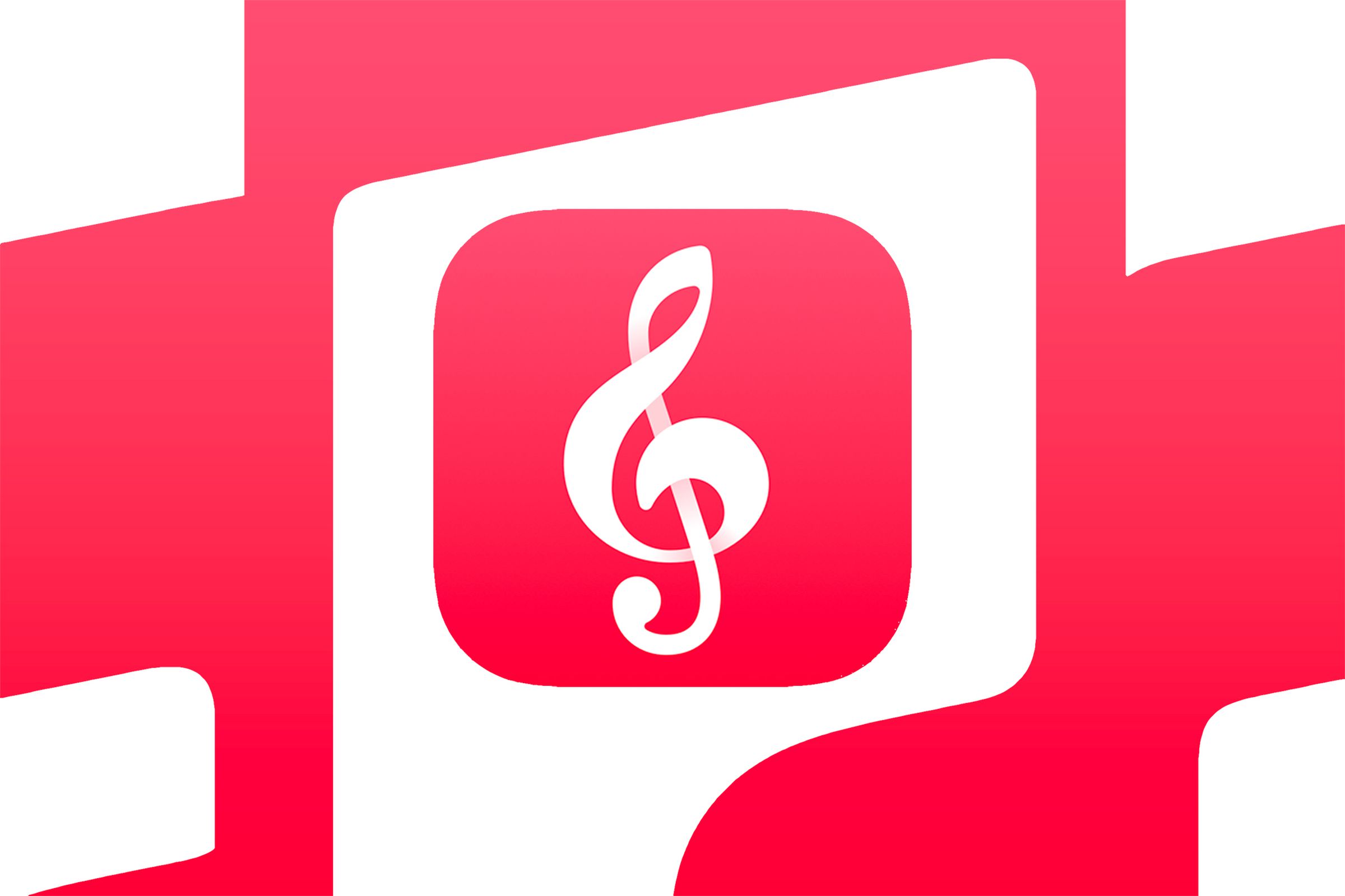 And image of the Apple Music Classical app on a red and white background.
