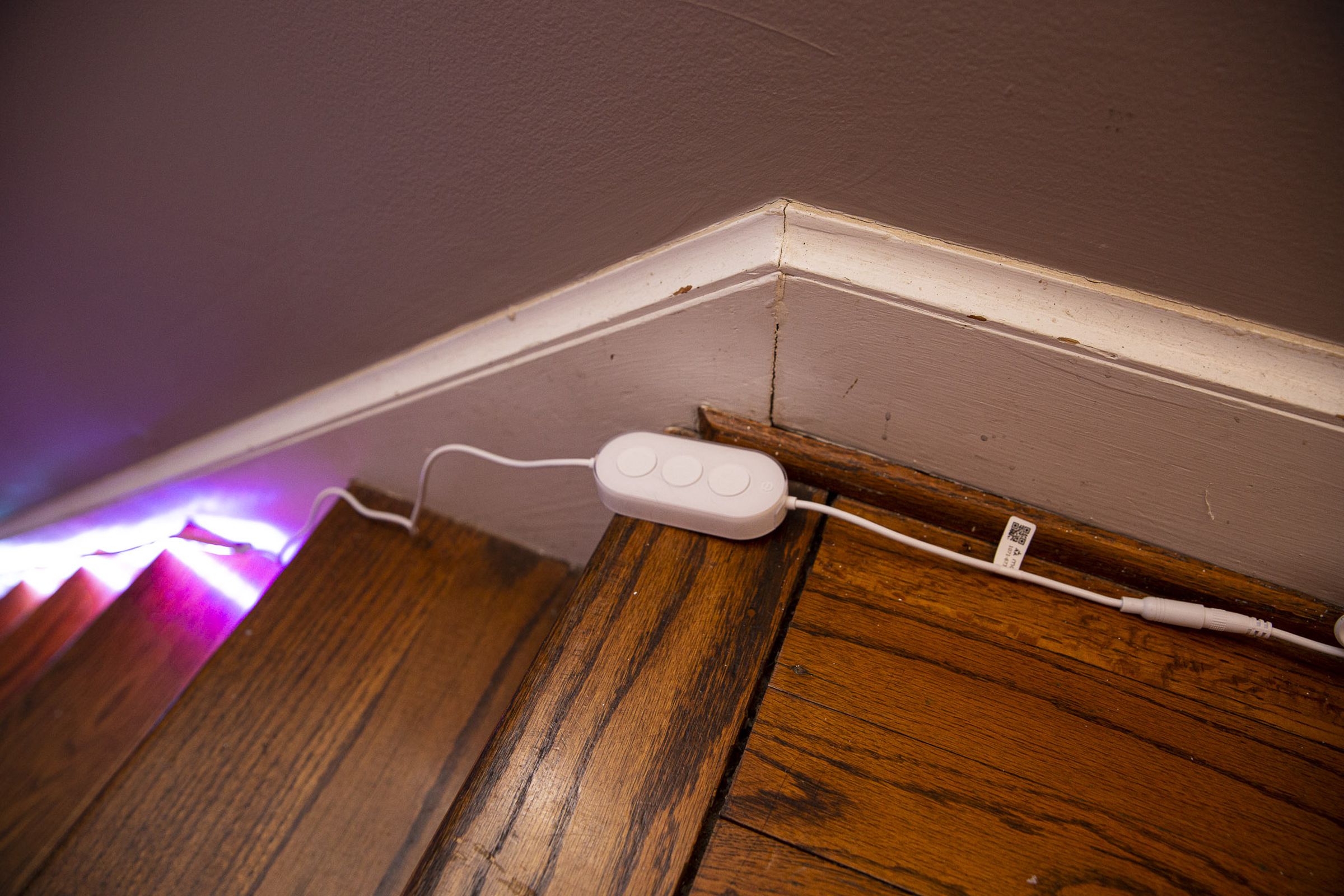 The Govee M1 light strip has a physical controller to turn the light on and off, change color, and brighten / dim.