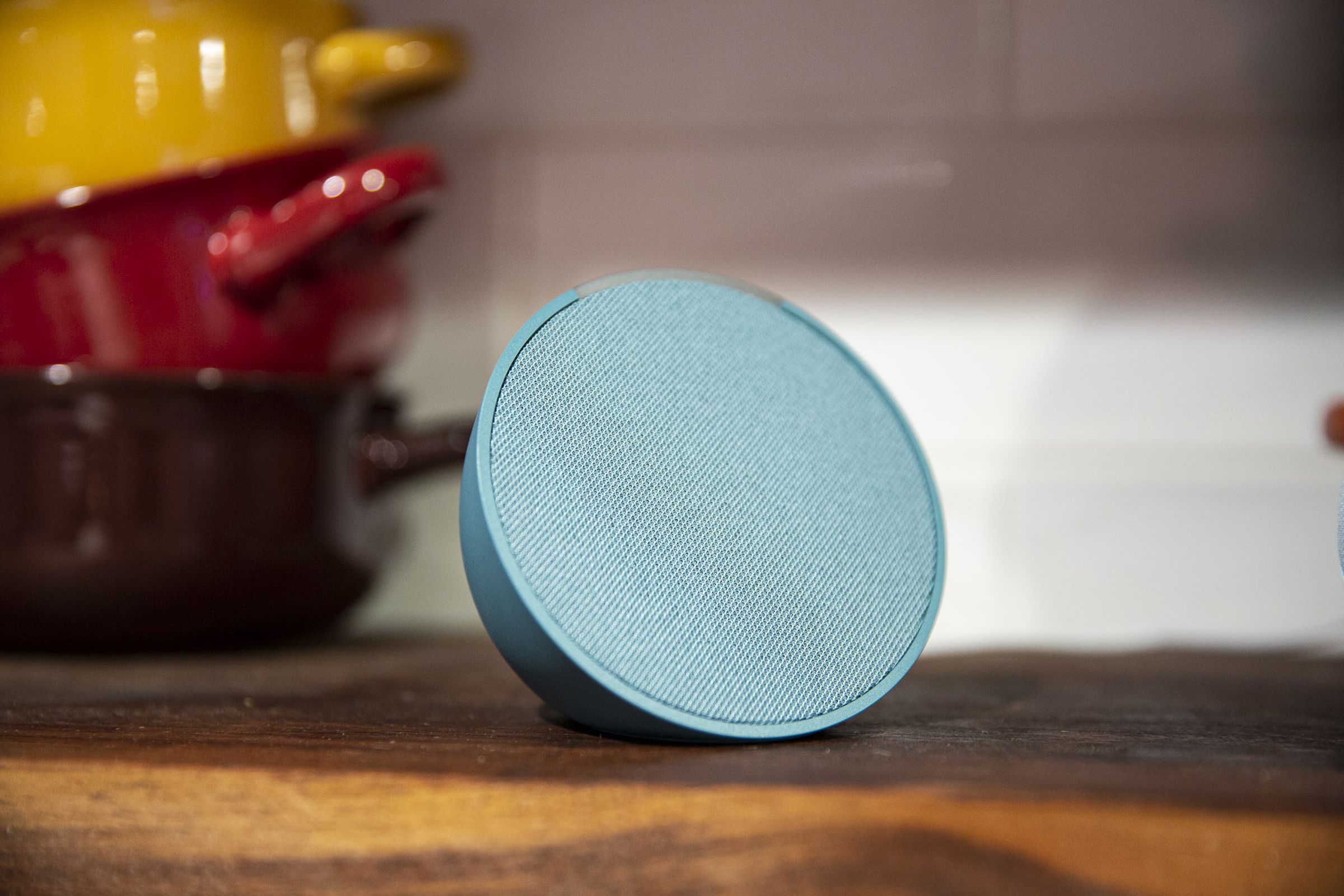 Amazon’s Echo Pop speaker comes in a host of fun colors, including an attractive teal option.