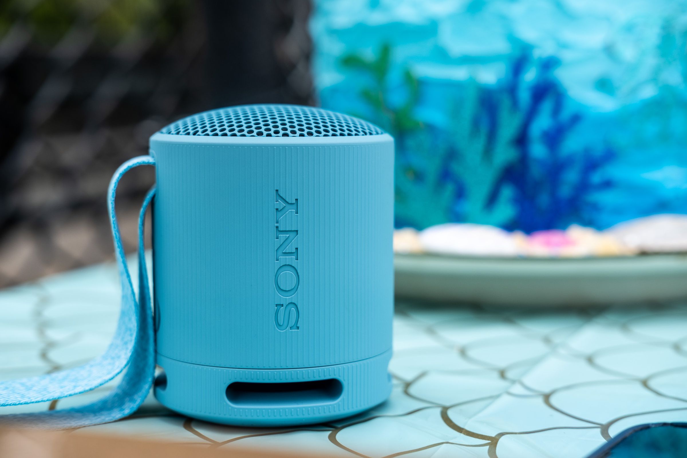 A photo of Sony’s compact SRS-XB100 Bluetooth speaker.