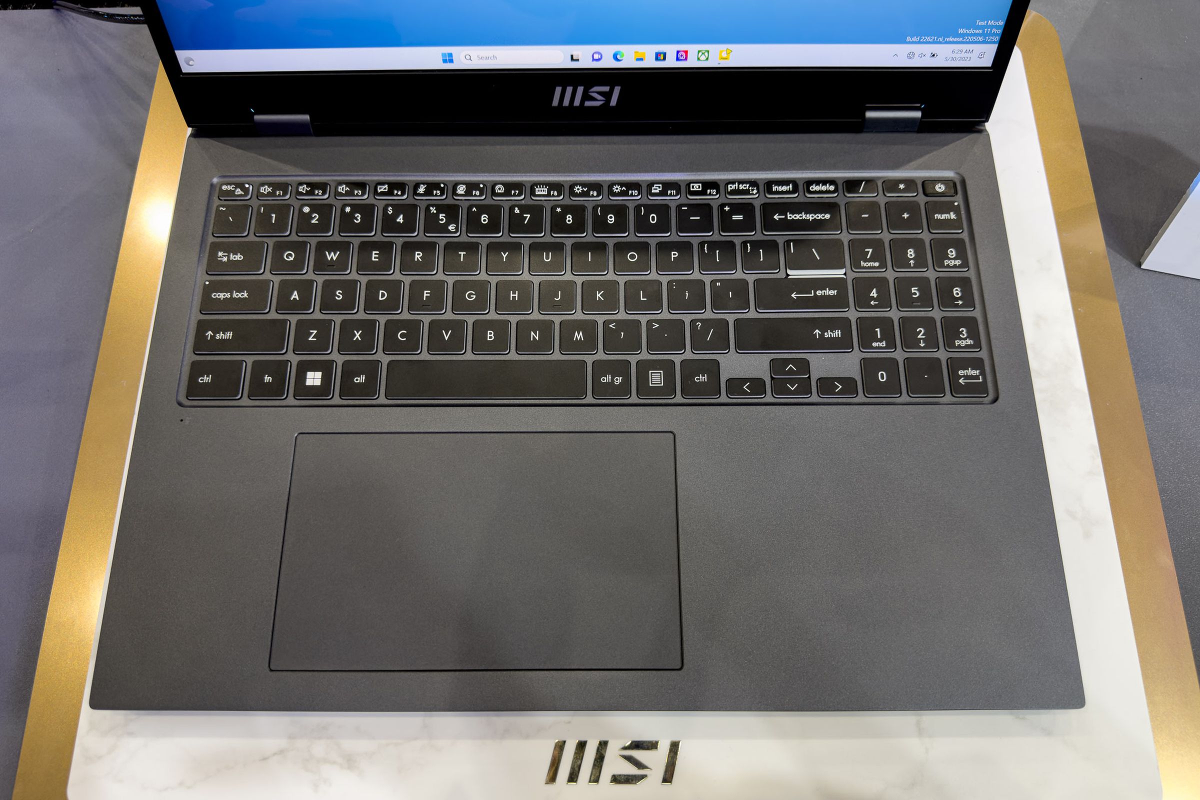 The MSI Prestige 16 Studio Evo keyboard.