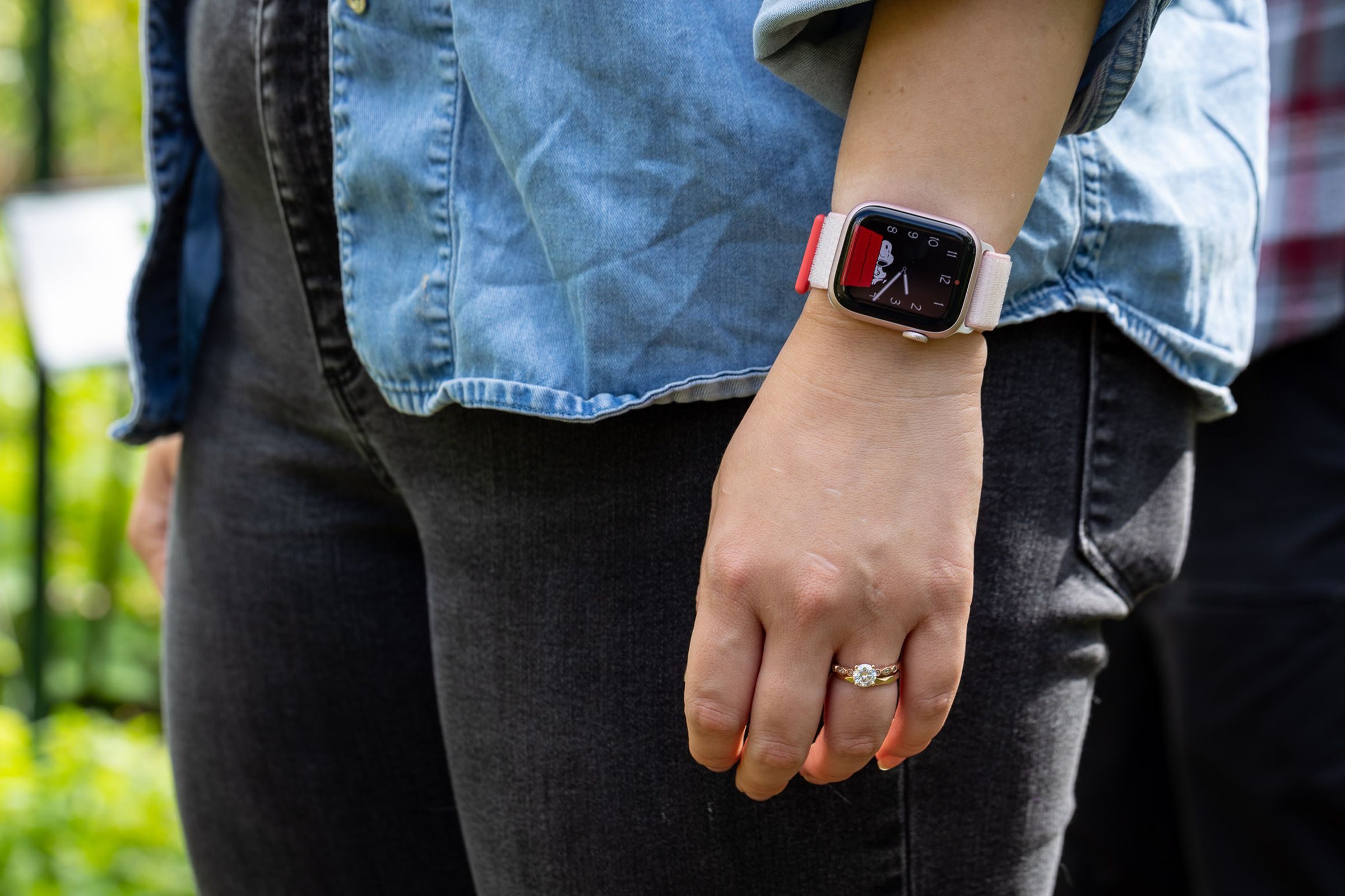 Wide shot of a person wearing the Series 9