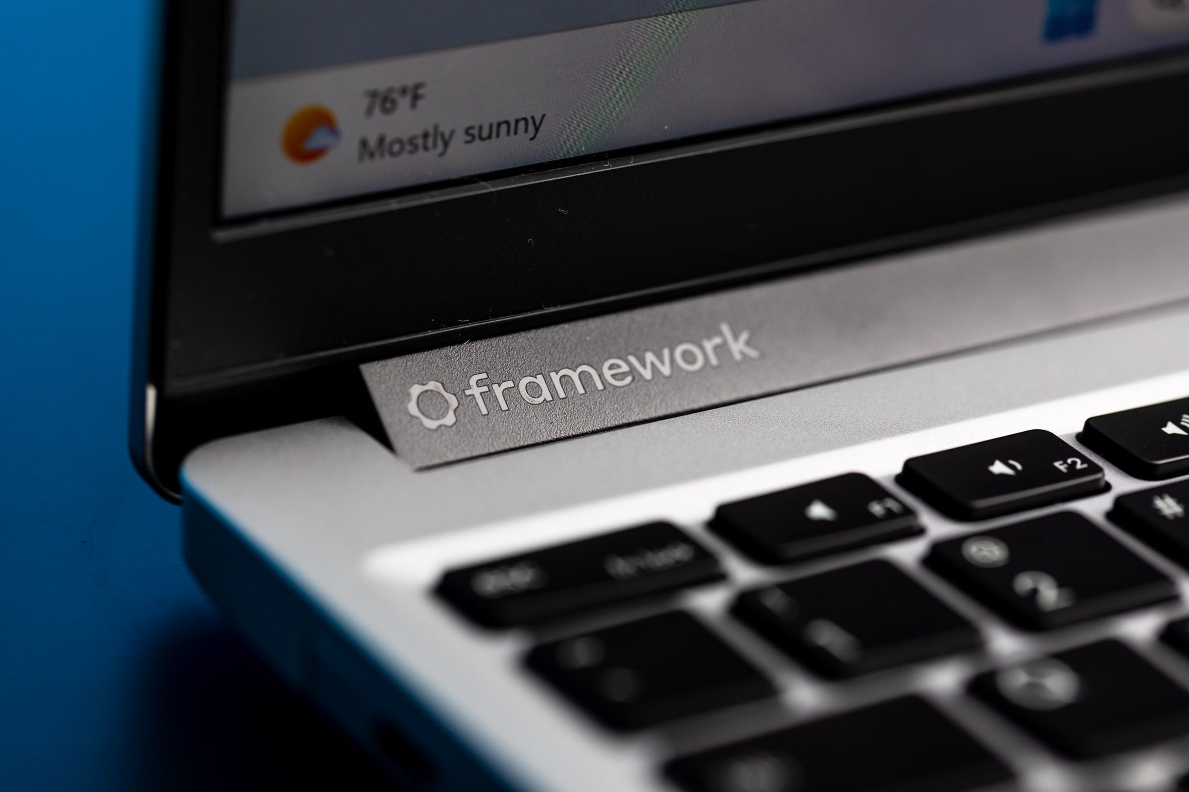 The Framework logo on the Framework Laptop 13 (AMD)