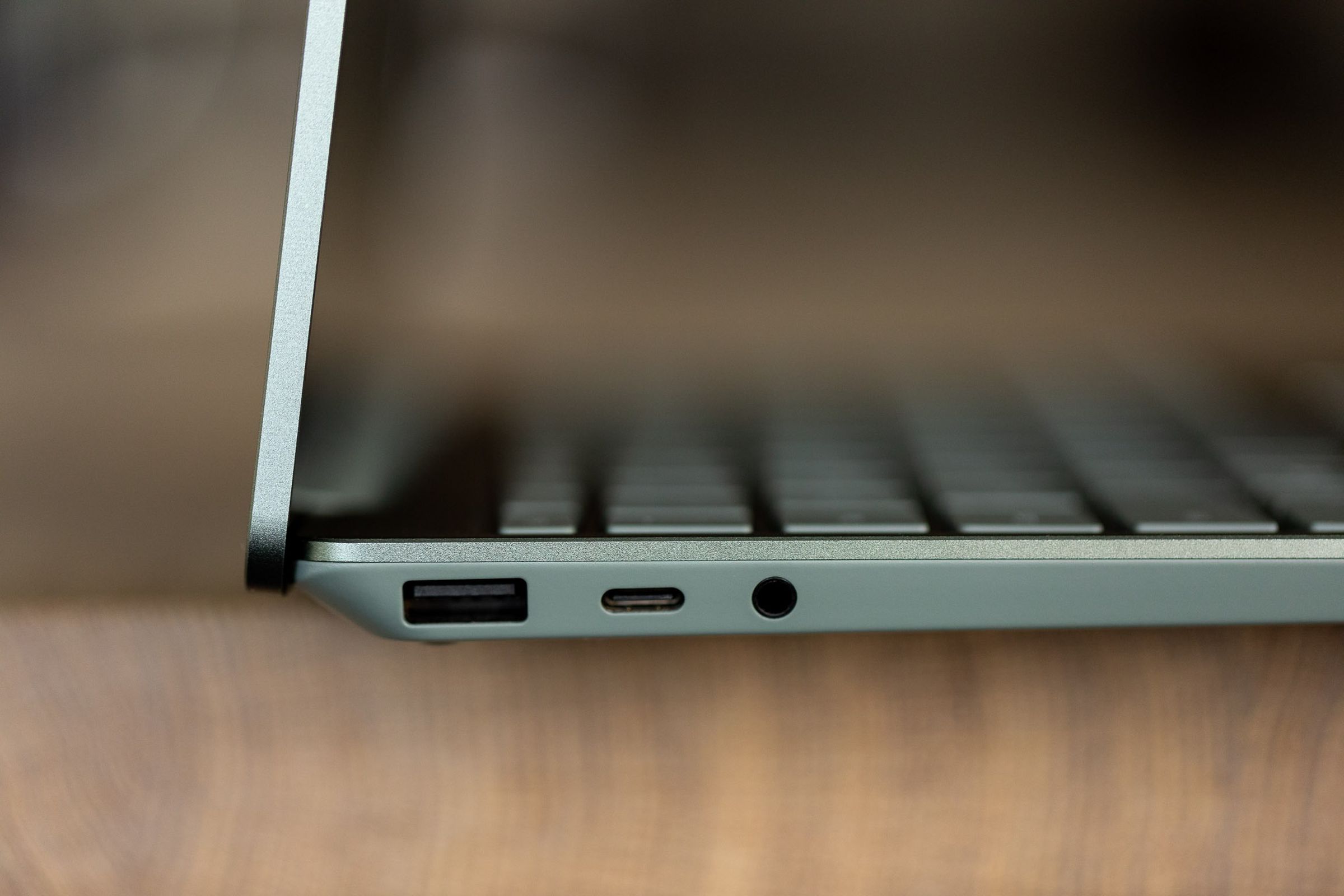 The ports on the left side of the Surface Laptop Go 3.