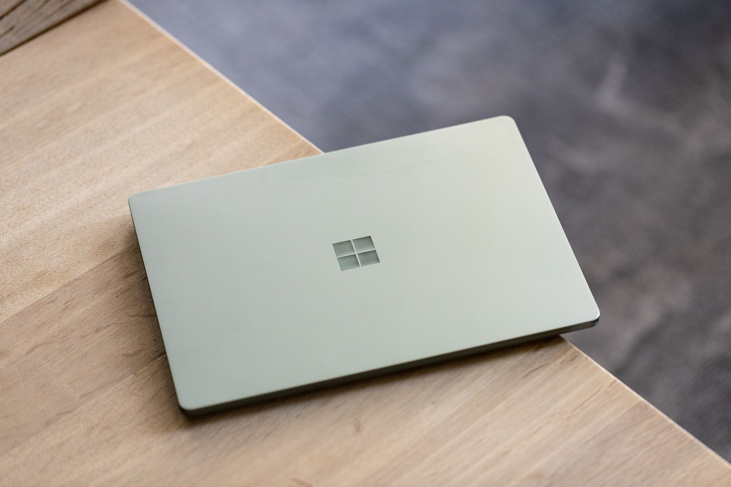 The Surface Laptop Go 3 lid seen from above.