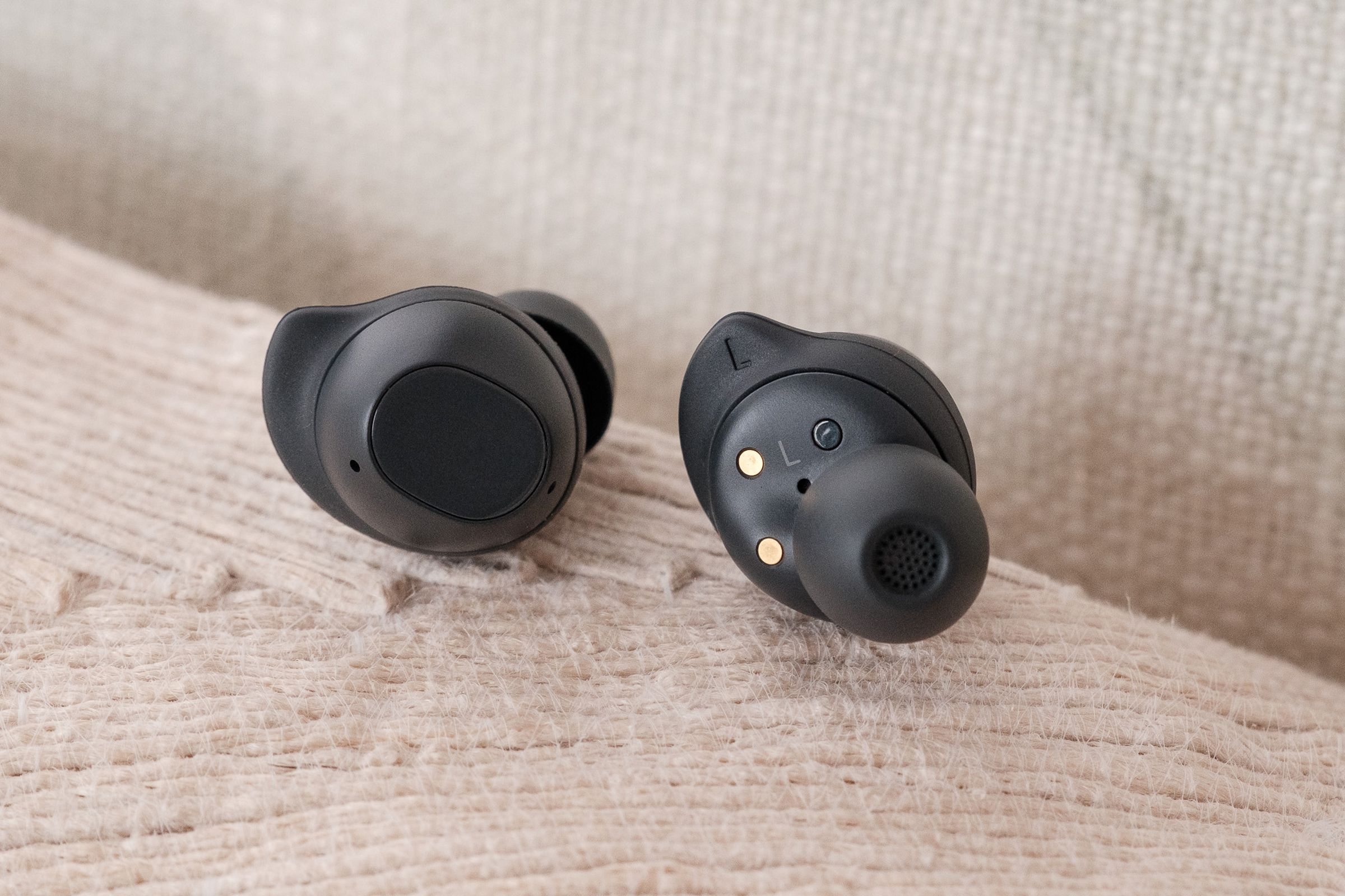 A photo of Samsung’s Galaxy Buds FE earbuds.